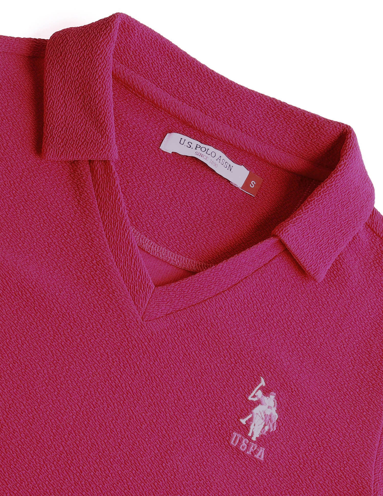 Ribbed Collar Textured Polo Shirt - Image 2