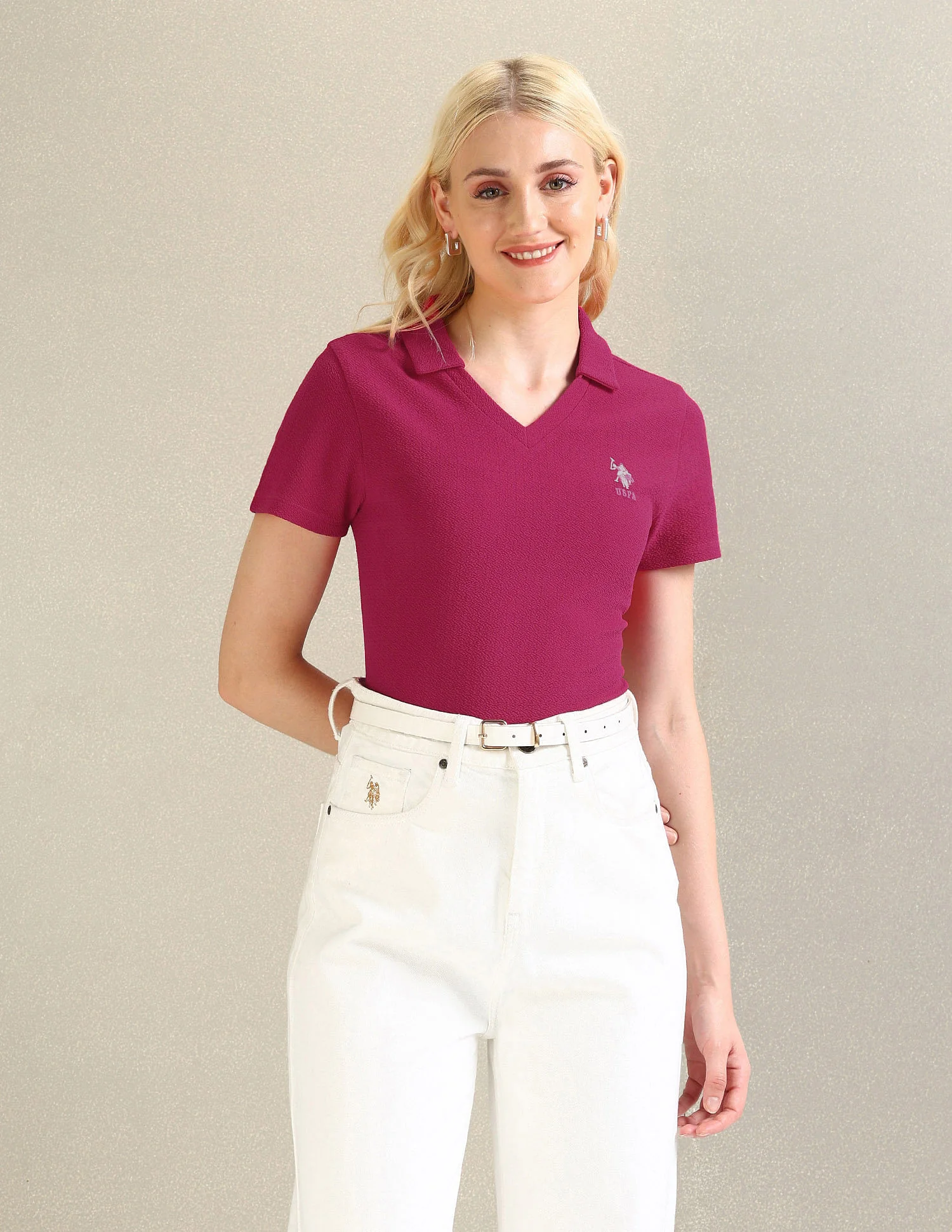 Ribbed Collar Textured Polo Shirt - Image 6