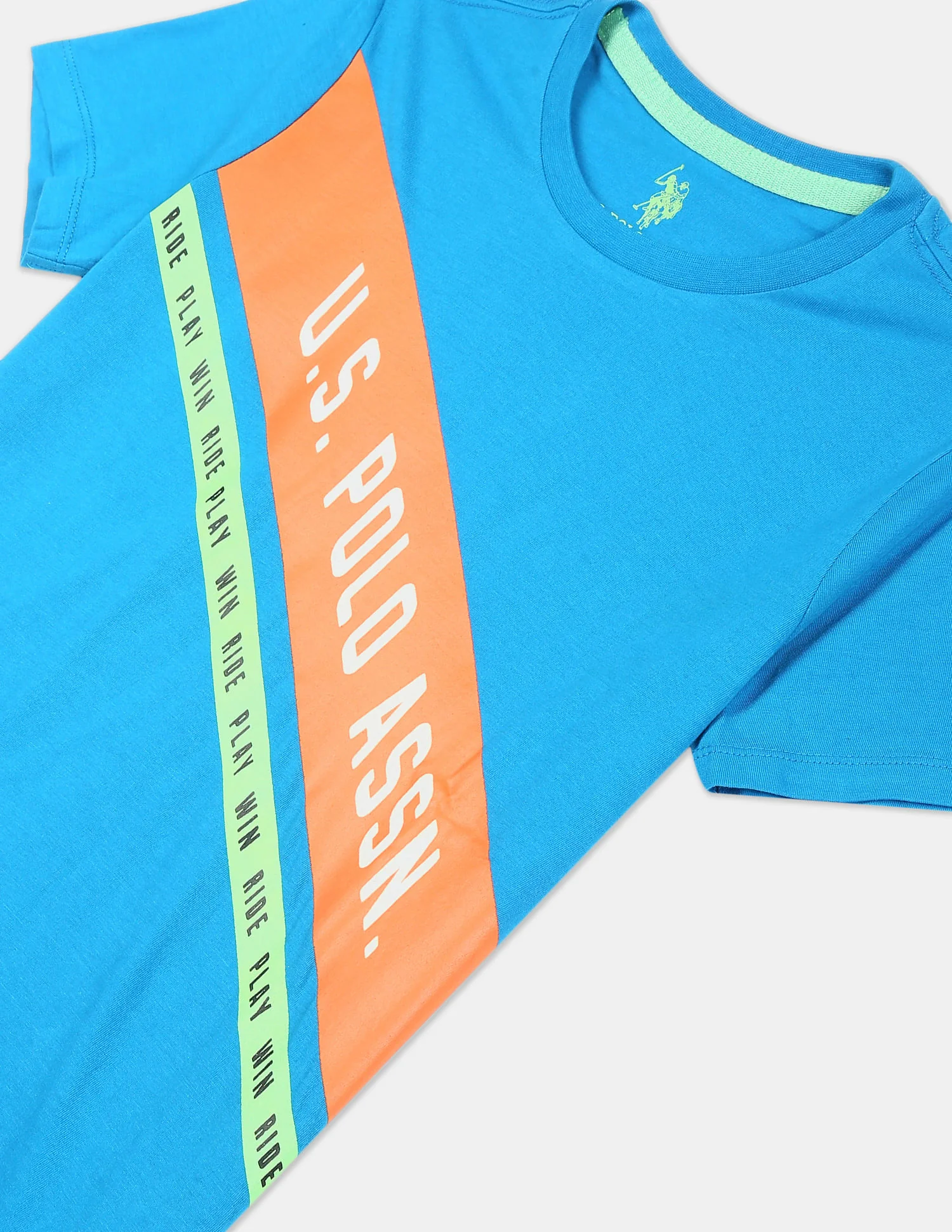 Ribbed Crew Neck Brand Print T-Shirt - Image 3