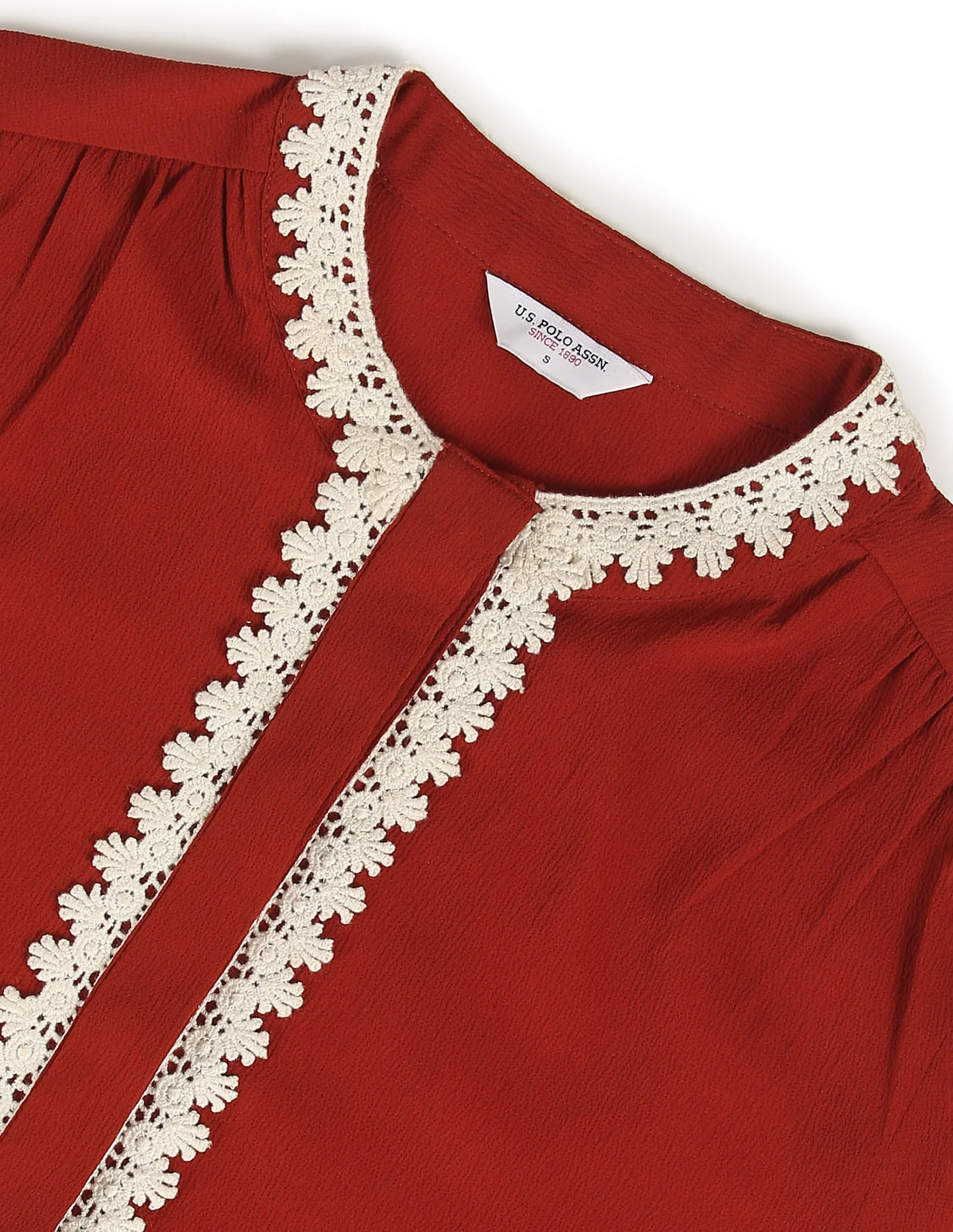Round Neck Lace Trim Top - Image 2