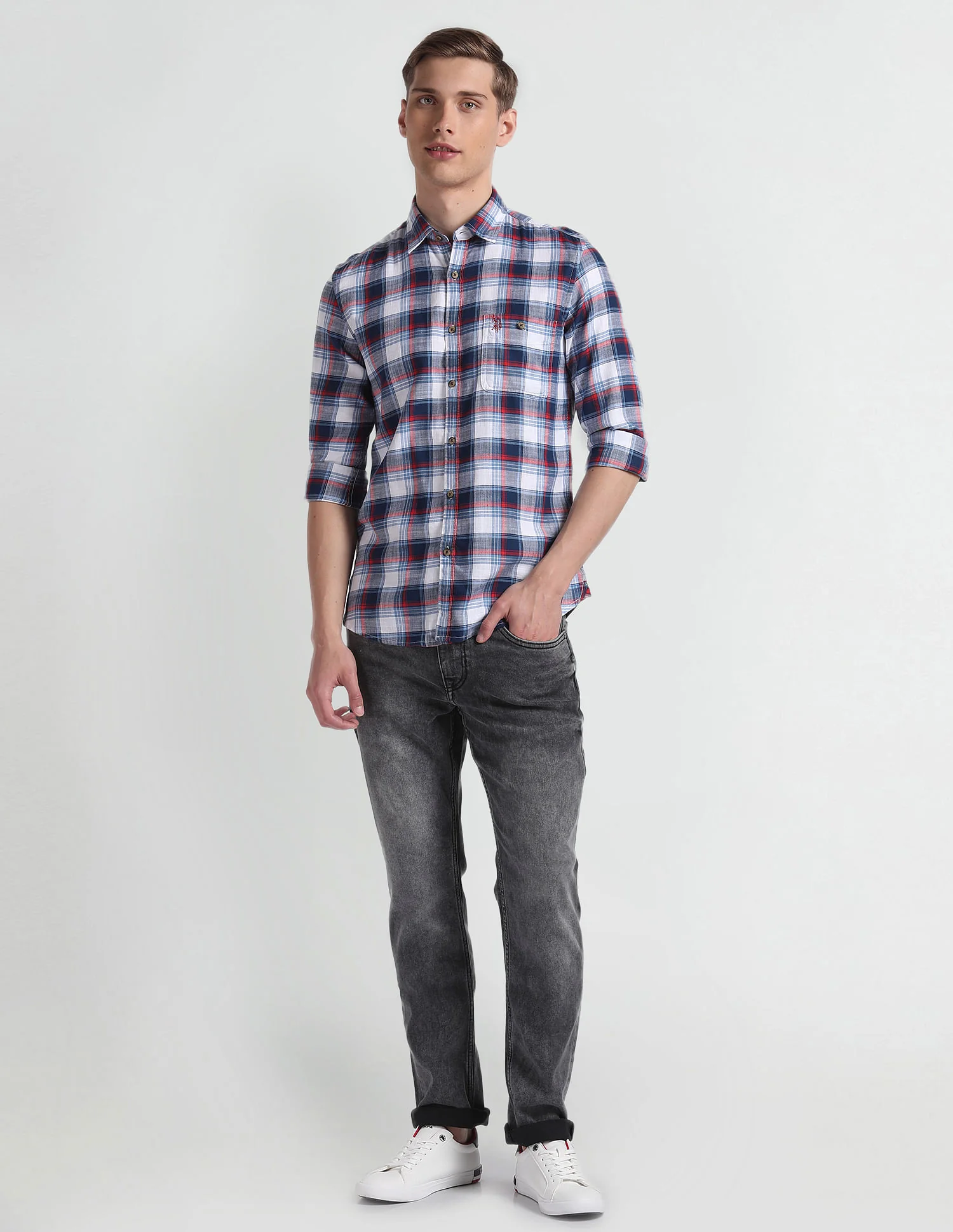 Rounded Cuff Cotton Casual Shirt - Image 3