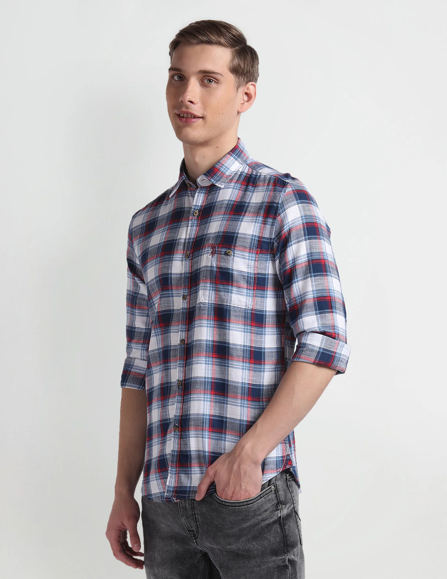 Rounded Cuff Cotton Casual Shirt - Image 4