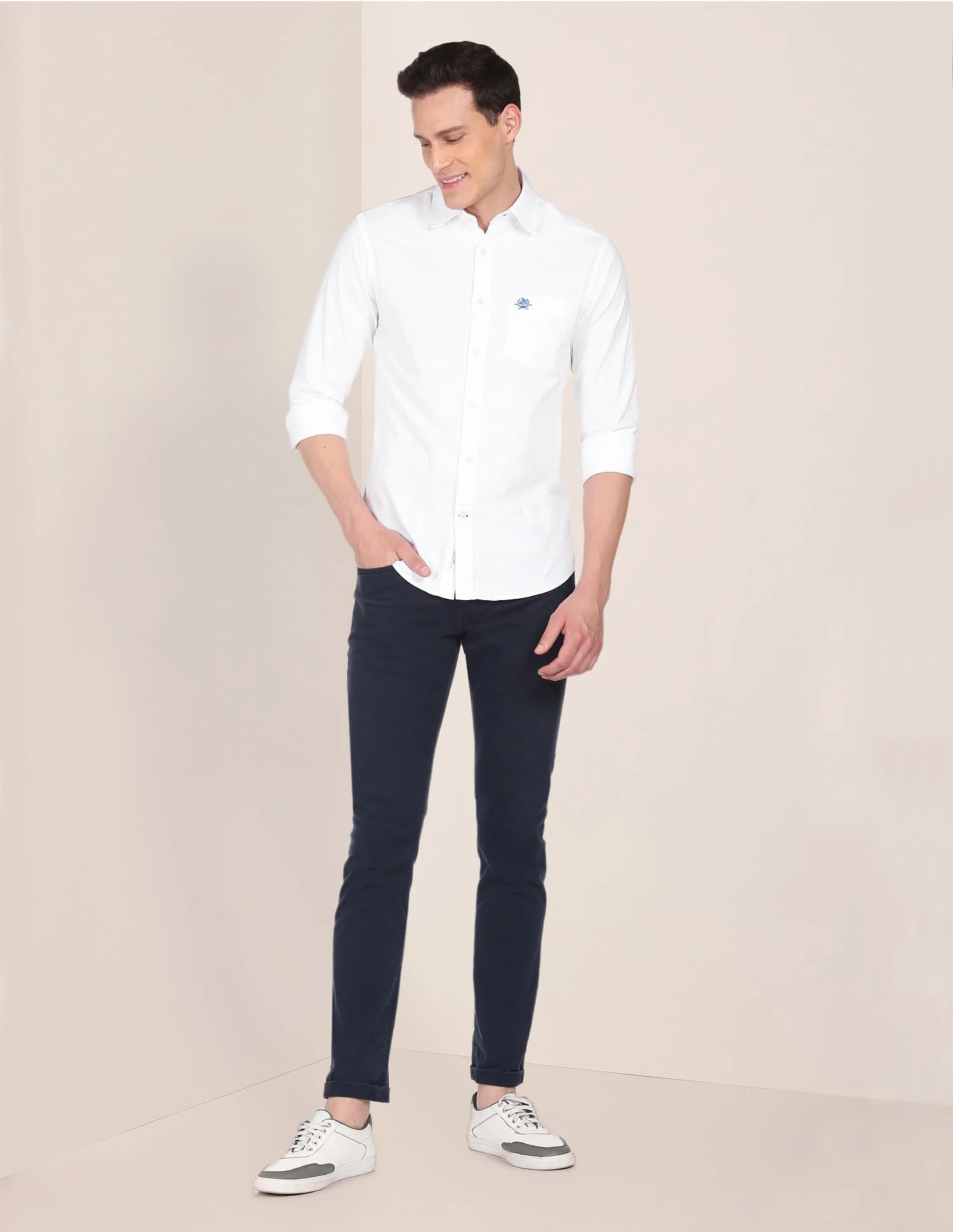 Rounded Cuff Solid Casual Shirt - Image 3