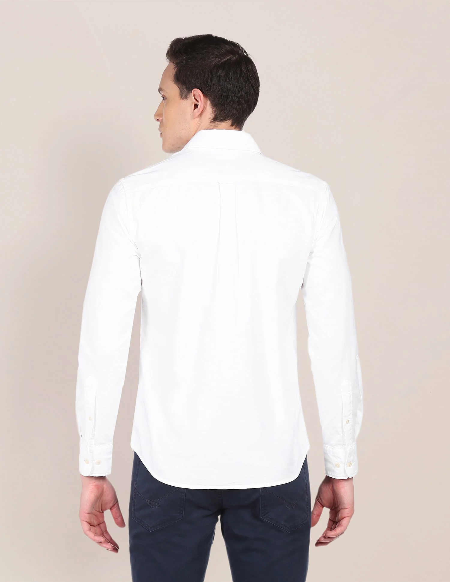 Rounded Cuff Solid Casual Shirt - Image 5