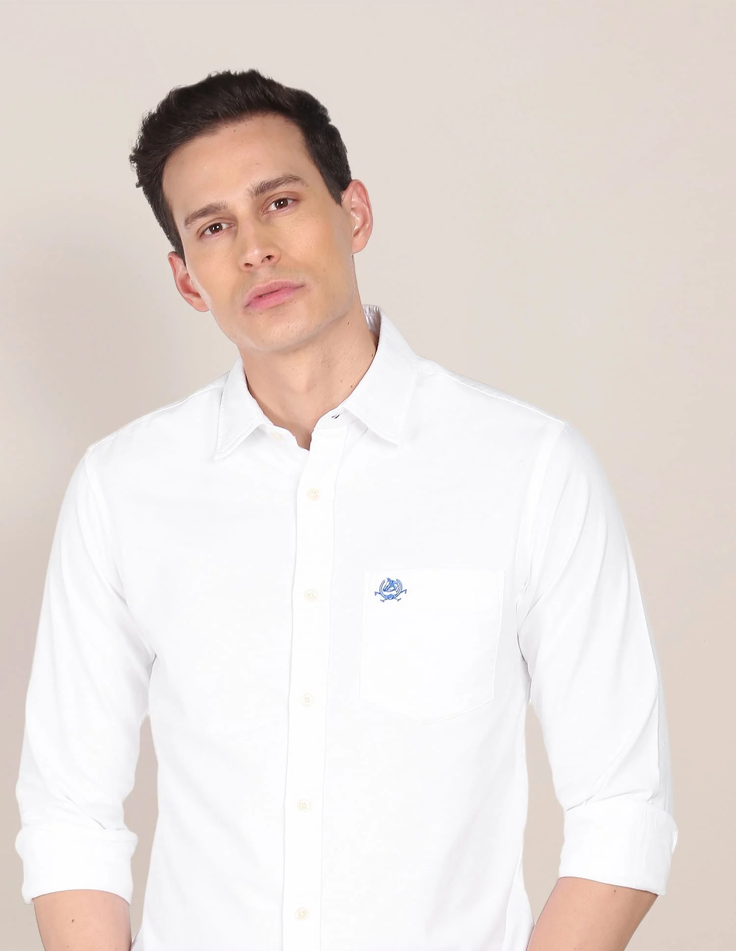 Rounded Cuff Solid Casual Shirt - Image 6