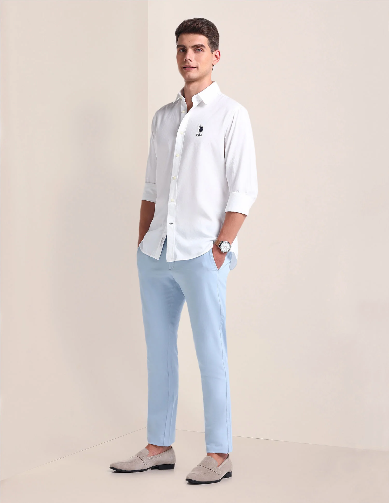 Semi Cutaway Collar Cotton Shirt - Image 3