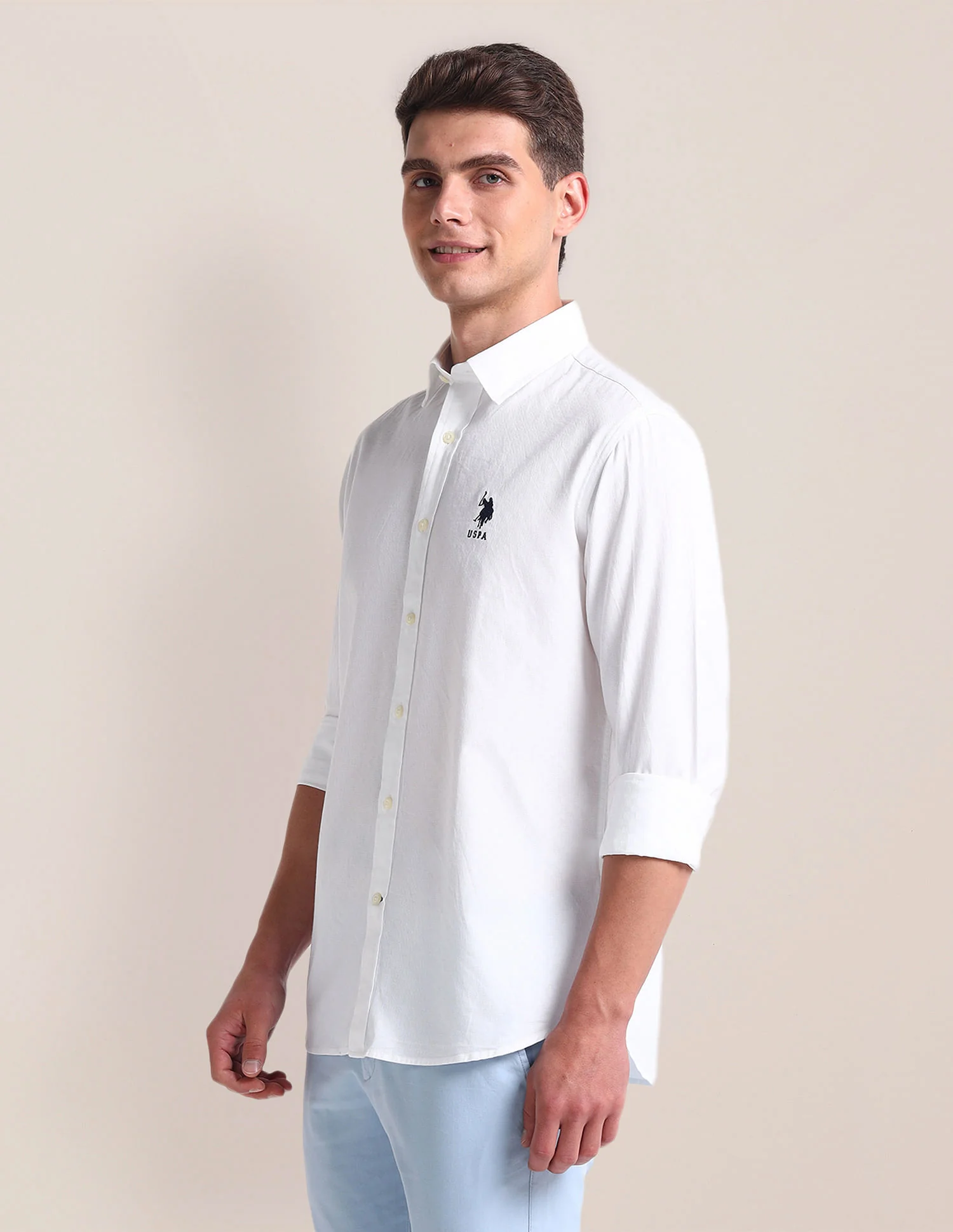 Semi Cutaway Collar Cotton Shirt - Image 4