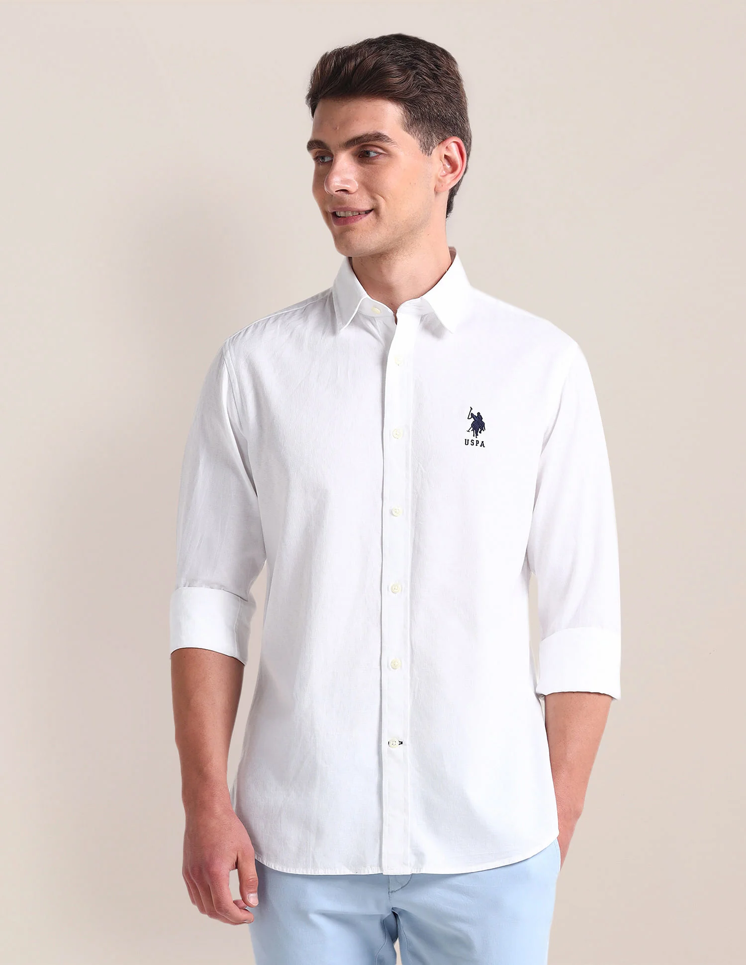 Semi Cutaway Collar Cotton Shirt - Image 6
