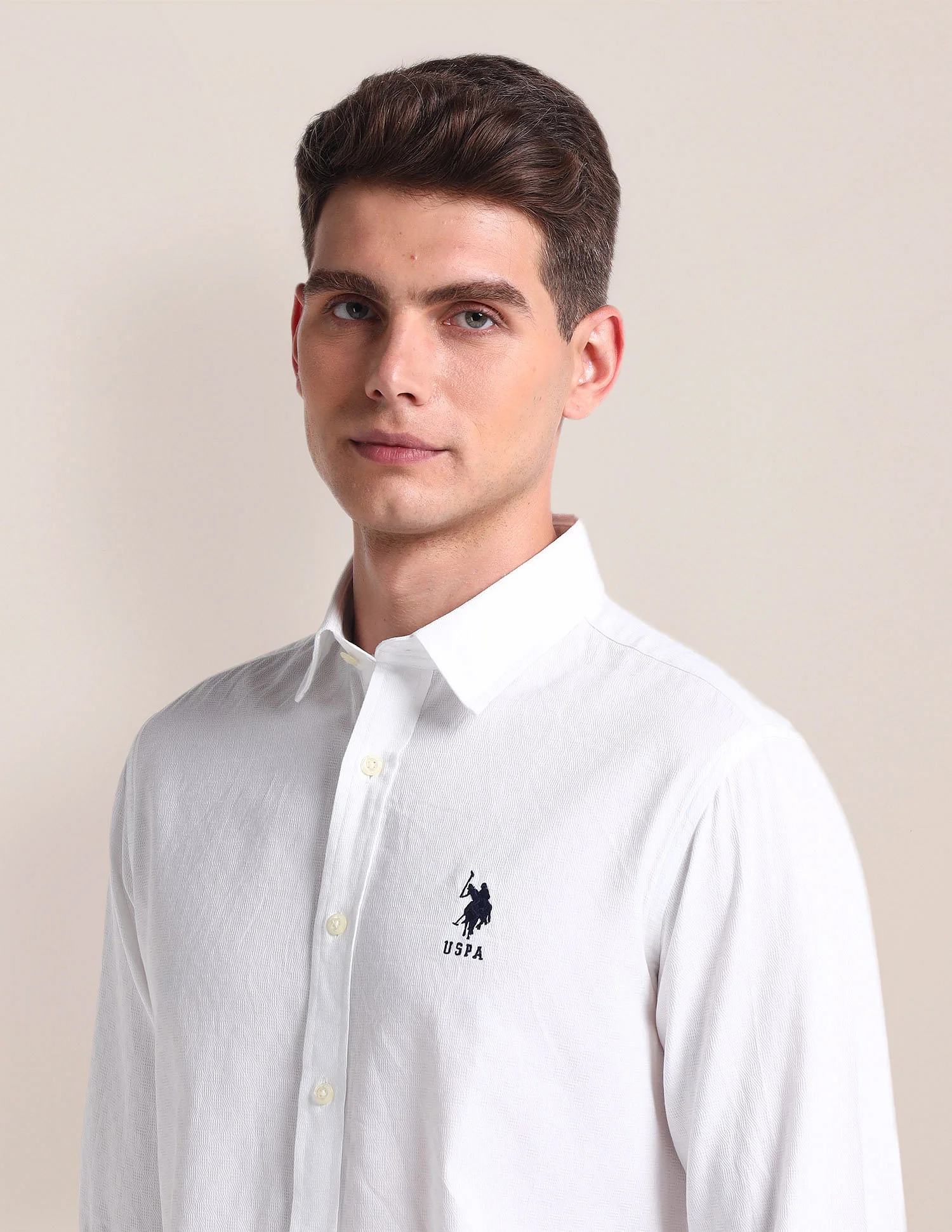 Semi Cutaway Collar Cotton Shirt - Image 7