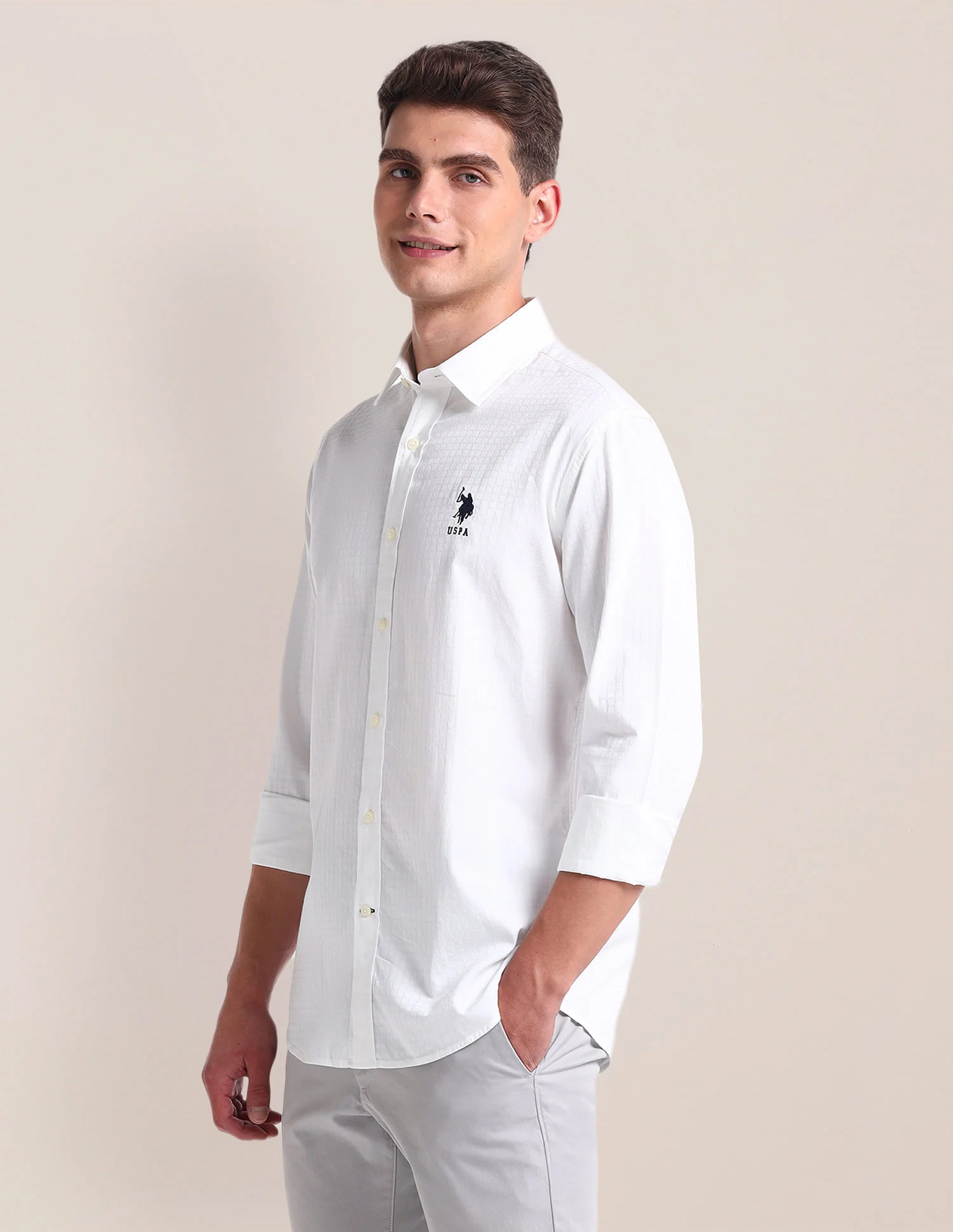Semi Cutaway Collar Cotton Shirt - Image 4