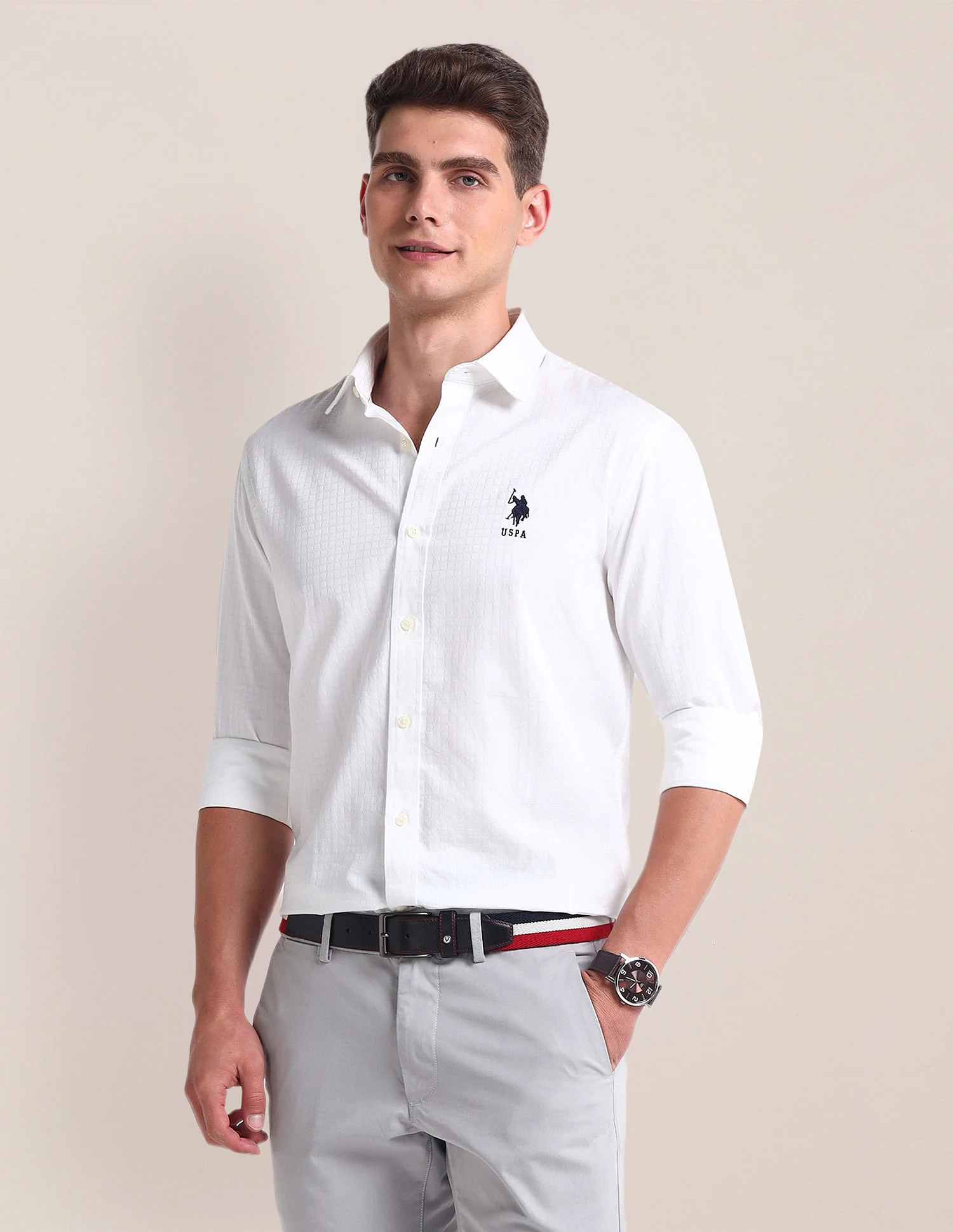 Semi Cutaway Collar Cotton Shirt - Image 6