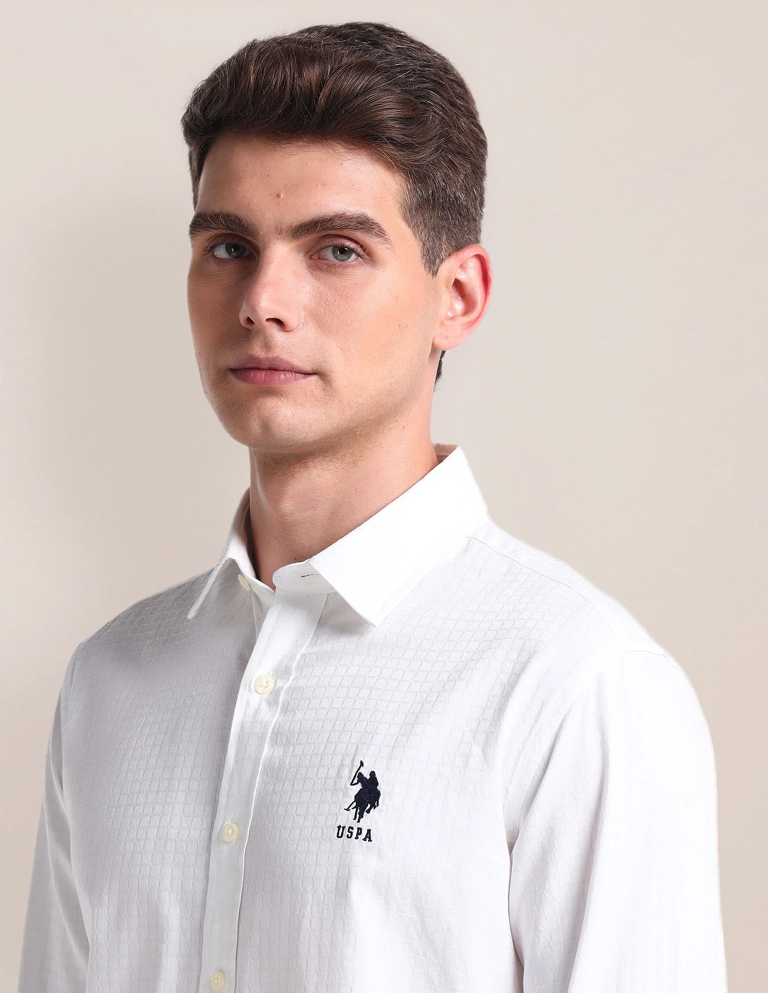Semi Cutaway Collar Cotton Shirt - Image 7