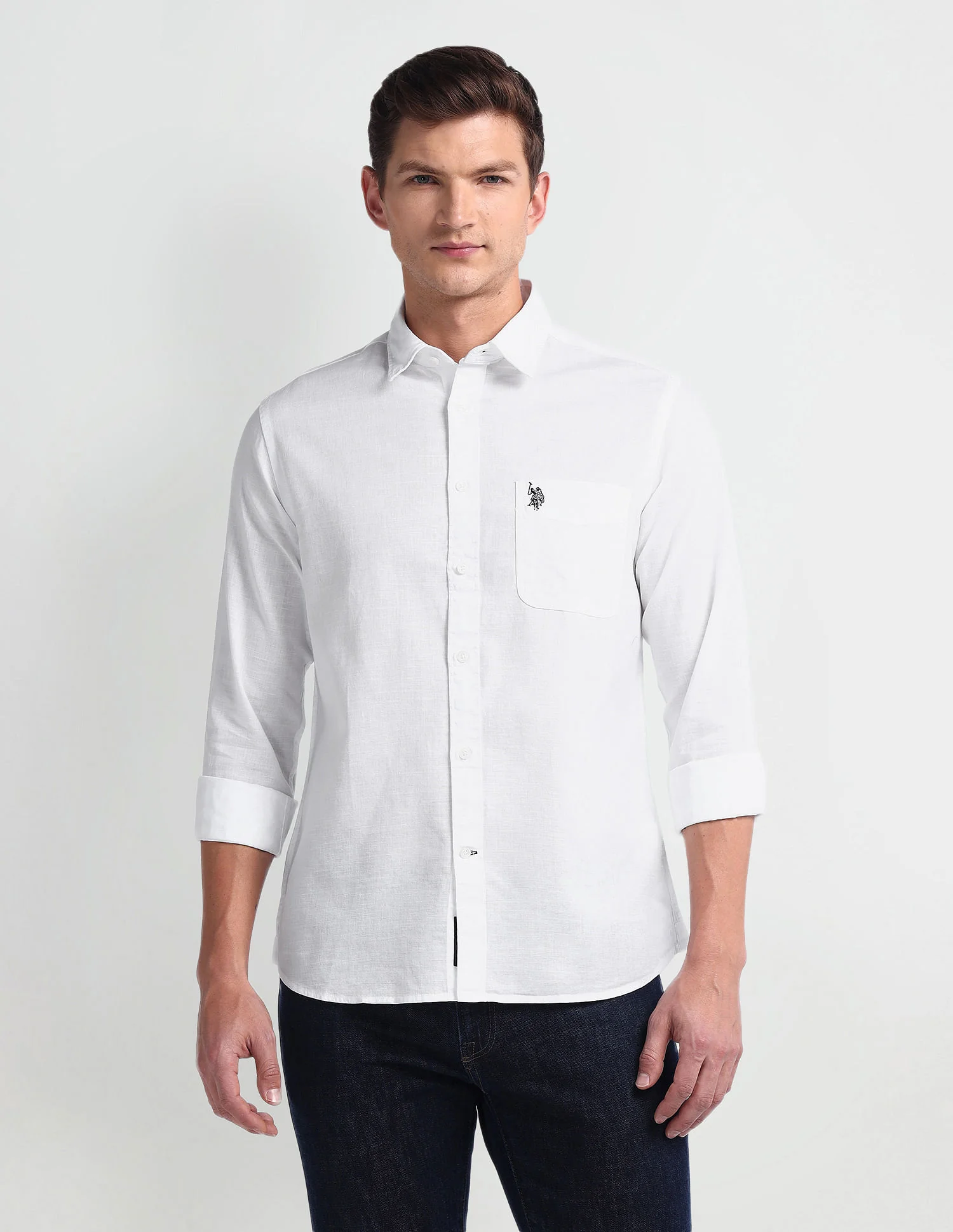 Semi Cutaway Collar Slim Fit Shirt - Image 6