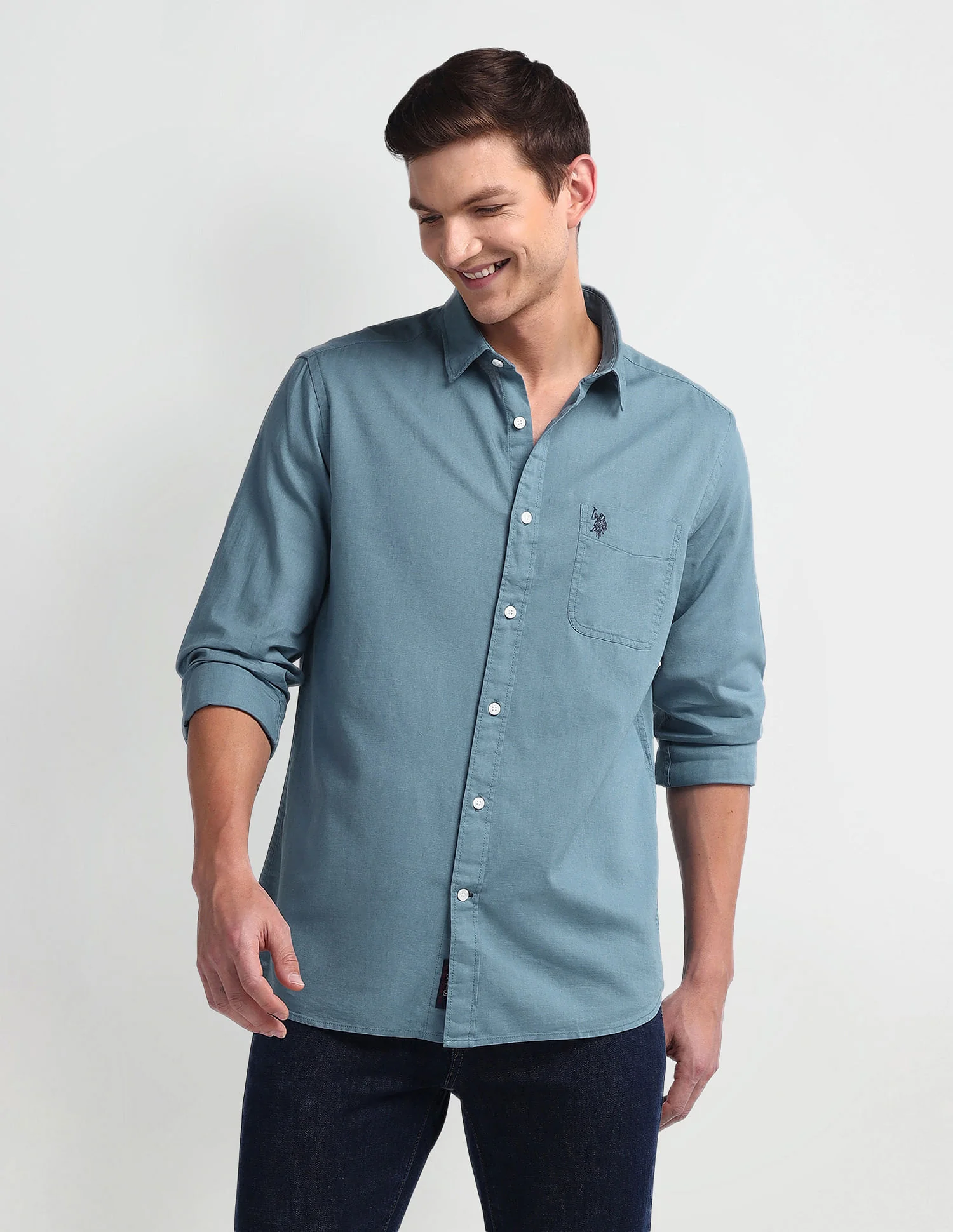 Semi Cutaway Collar Slim Fit Shirt