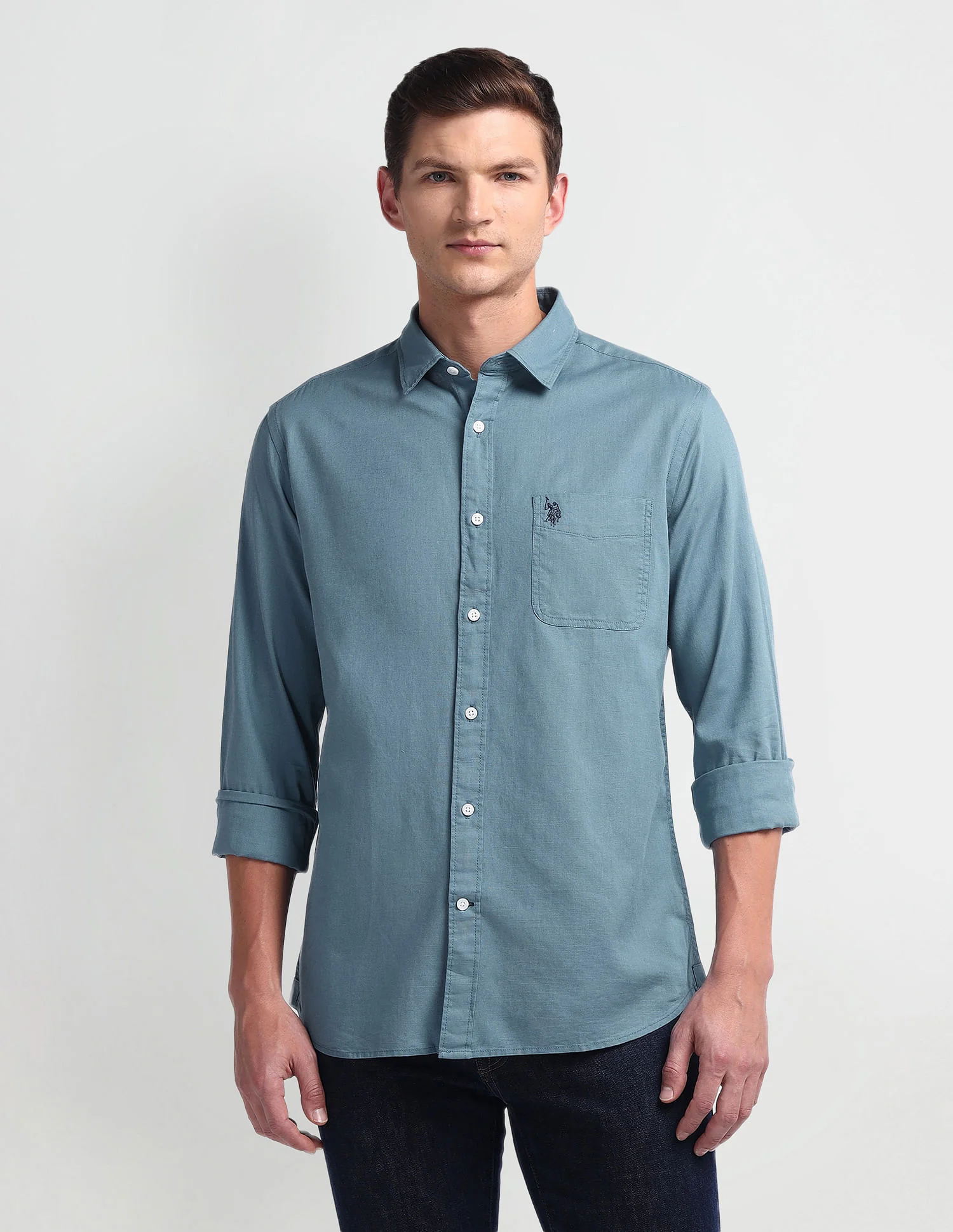 Semi Cutaway Collar Slim Fit Shirt - Image 6