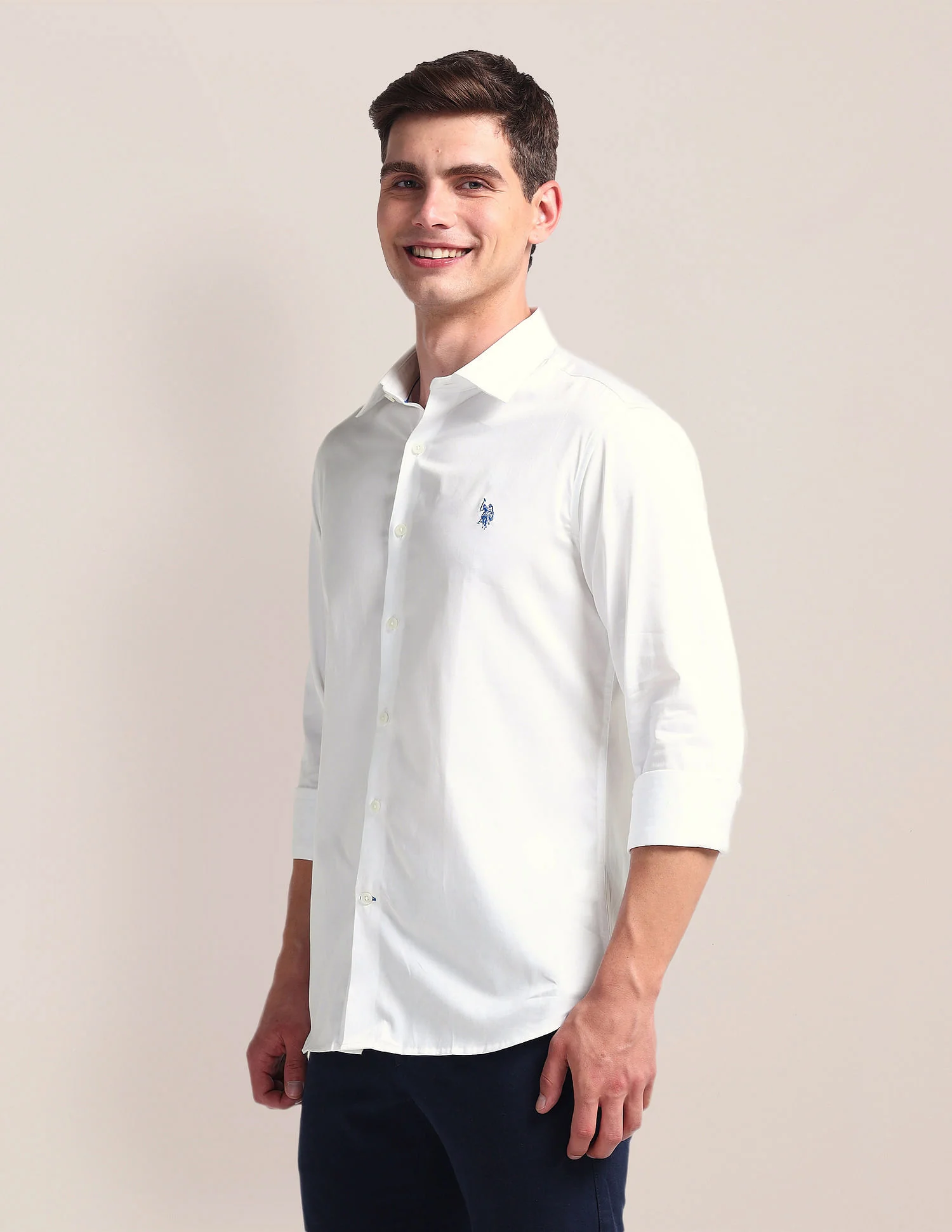 Semi-Cutaway Collar Solid Shirt - Image 4