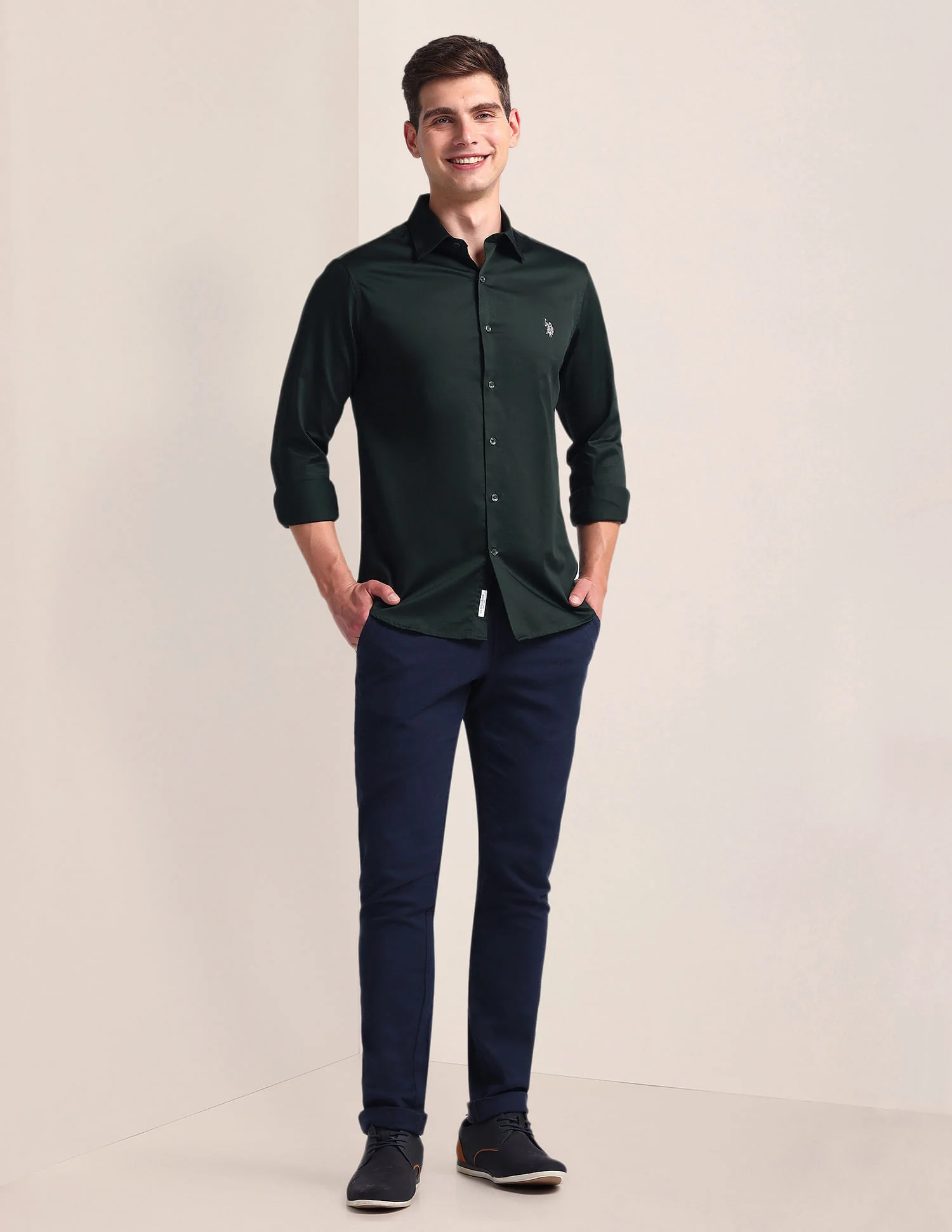 Semi-Cutaway Collar Solid Shirt - Image 3