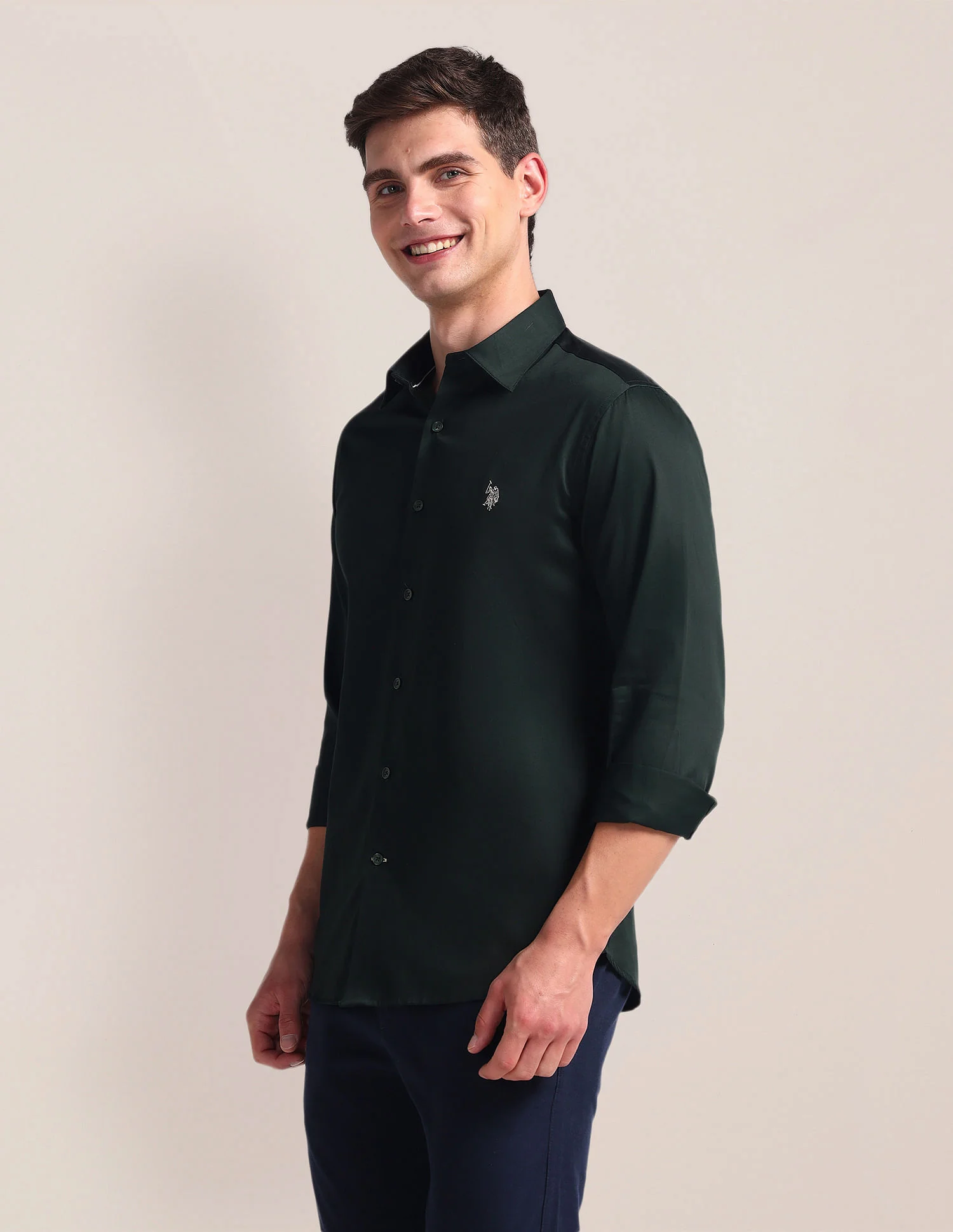 Semi-Cutaway Collar Solid Shirt - Image 4