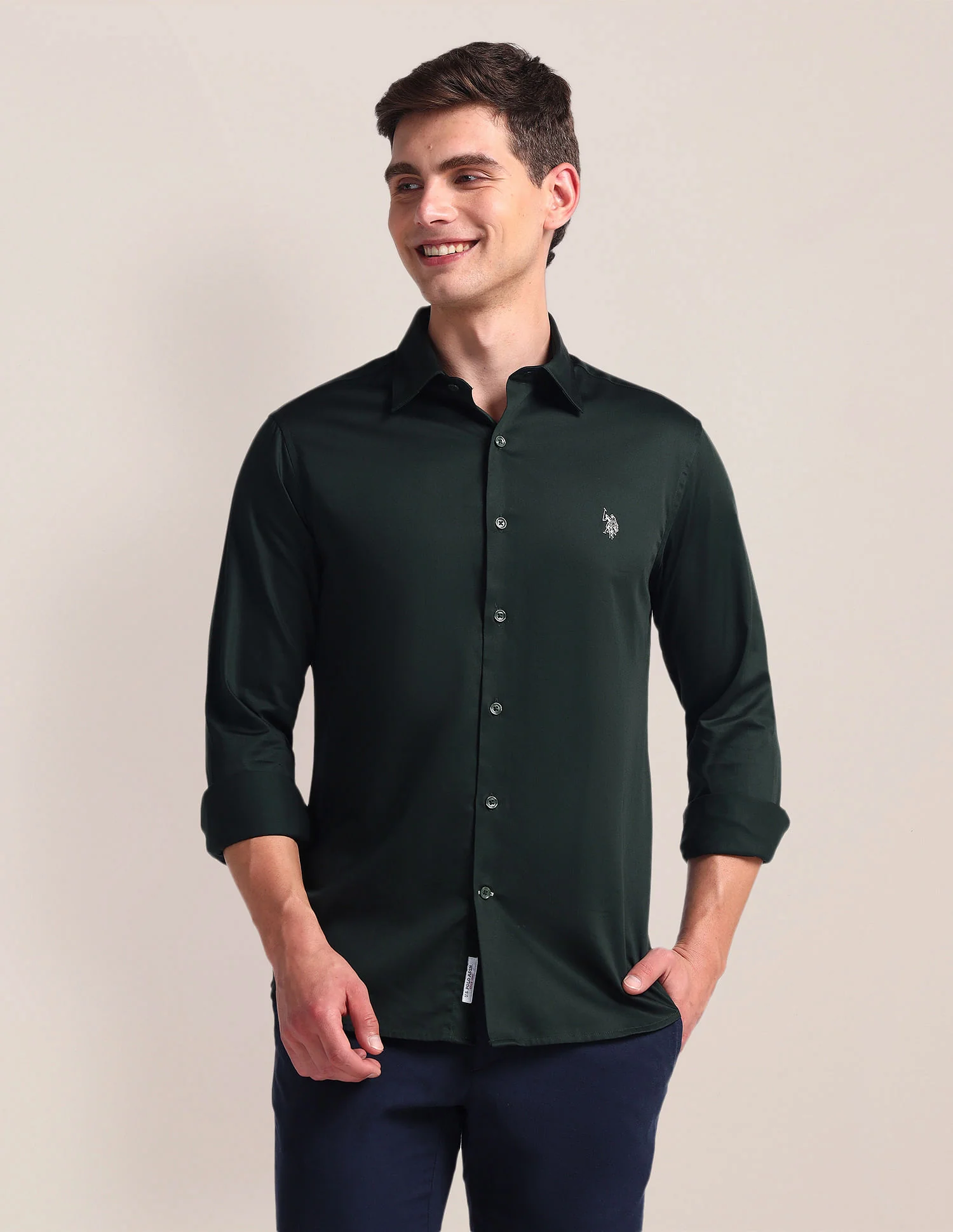 Semi-Cutaway Collar Solid Shirt - Image 6