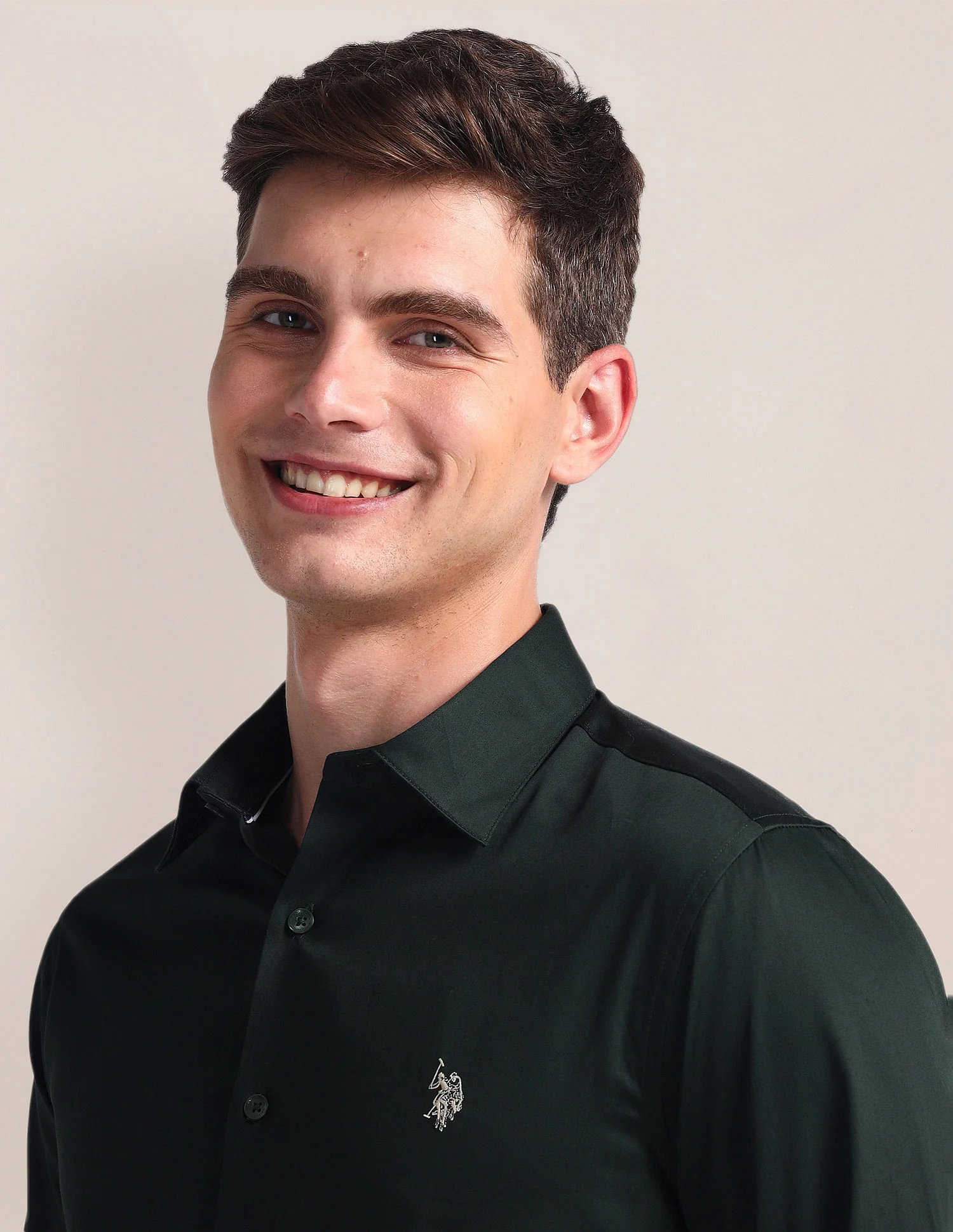 Semi-Cutaway Collar Solid Shirt - Image 7