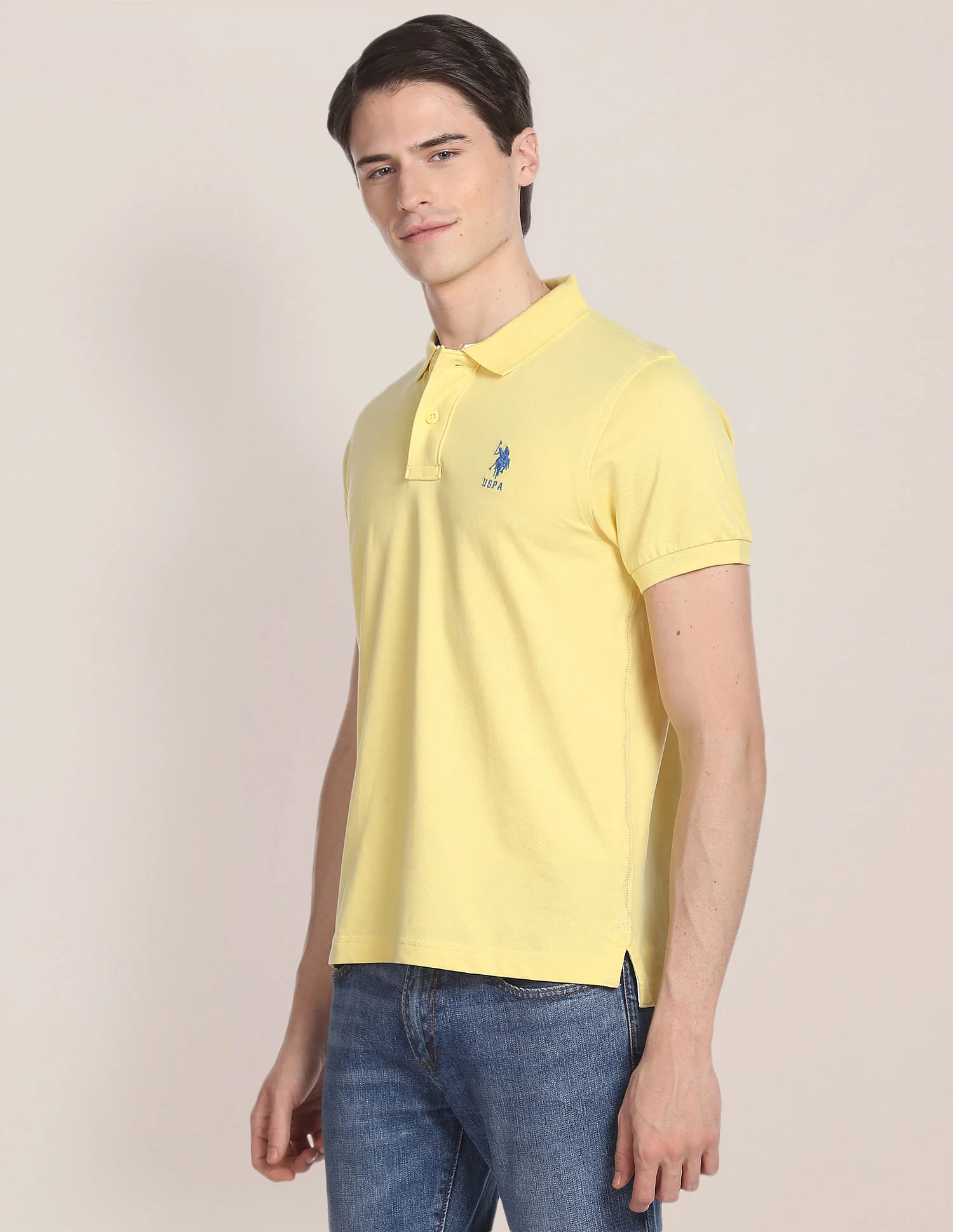 Ribbed Collar Solid Polo Shirt - Image 4
