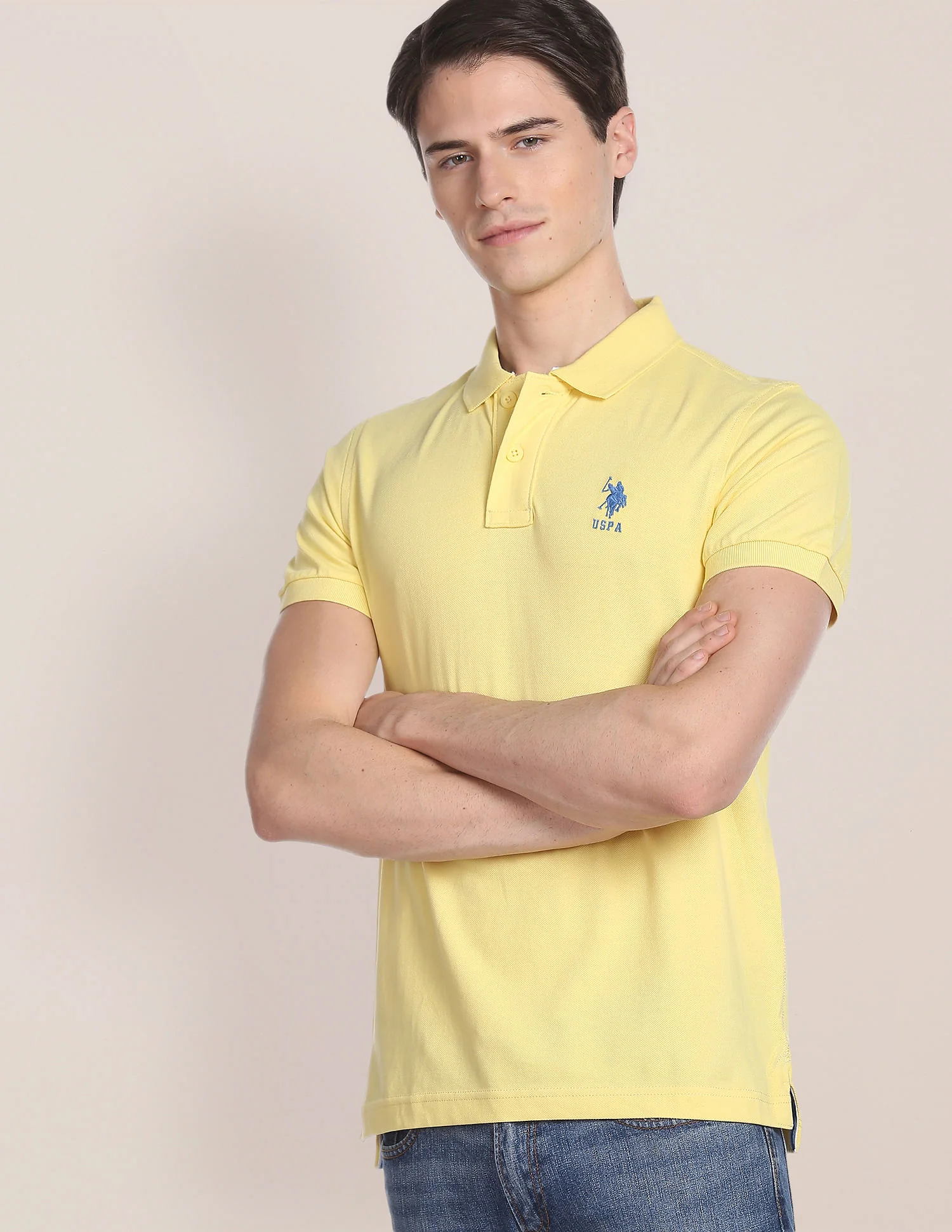 Ribbed Collar Solid Polo Shirt - Image 6