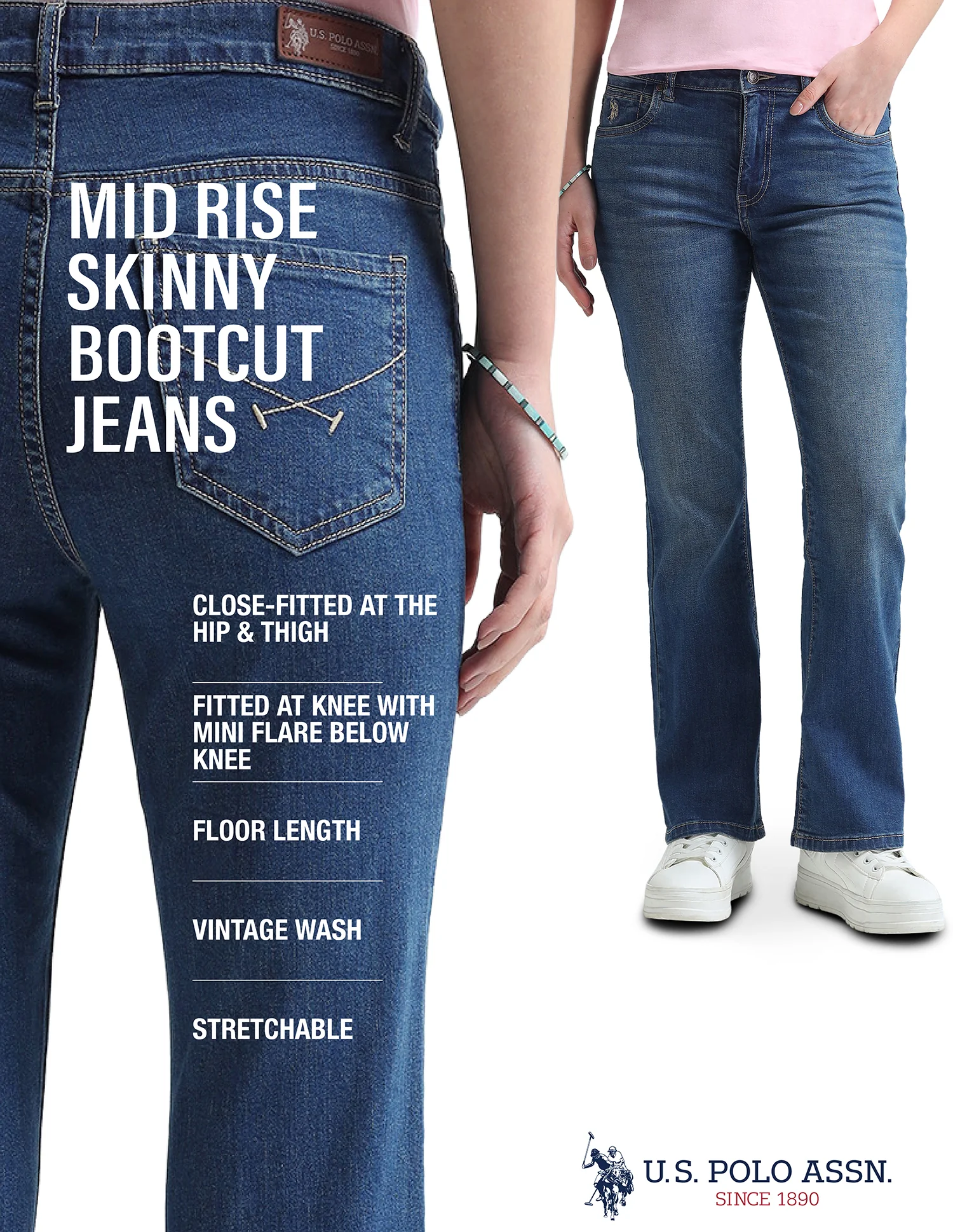 Skinny Bootcut Fit Blue Jeans - Image 9