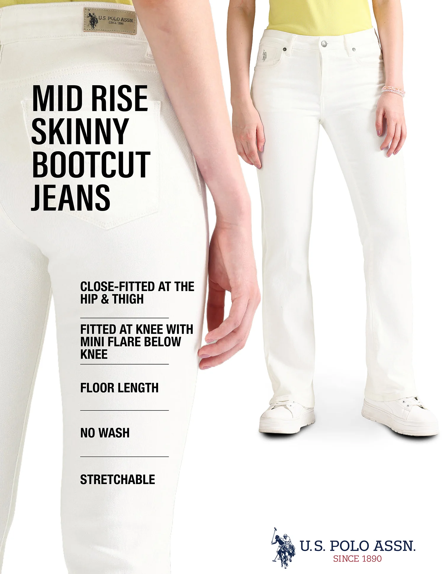 Skinny Bootcut Fit White Jeans - Image 8