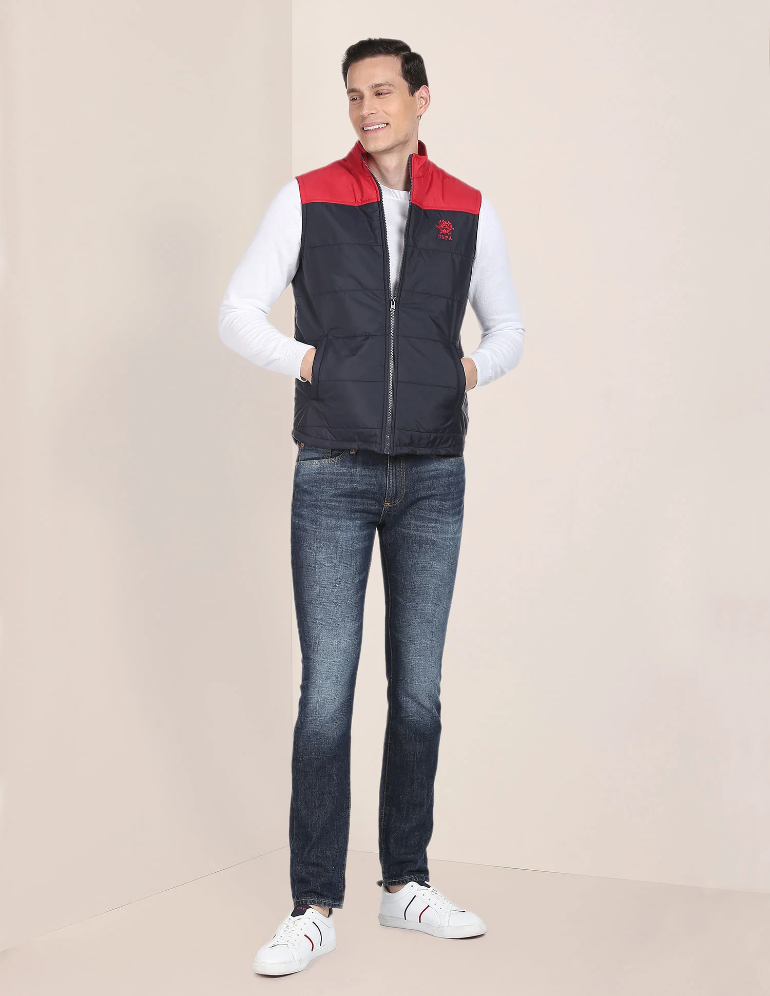 Sleeveless Colour Block Puffer Jacket - Image 3