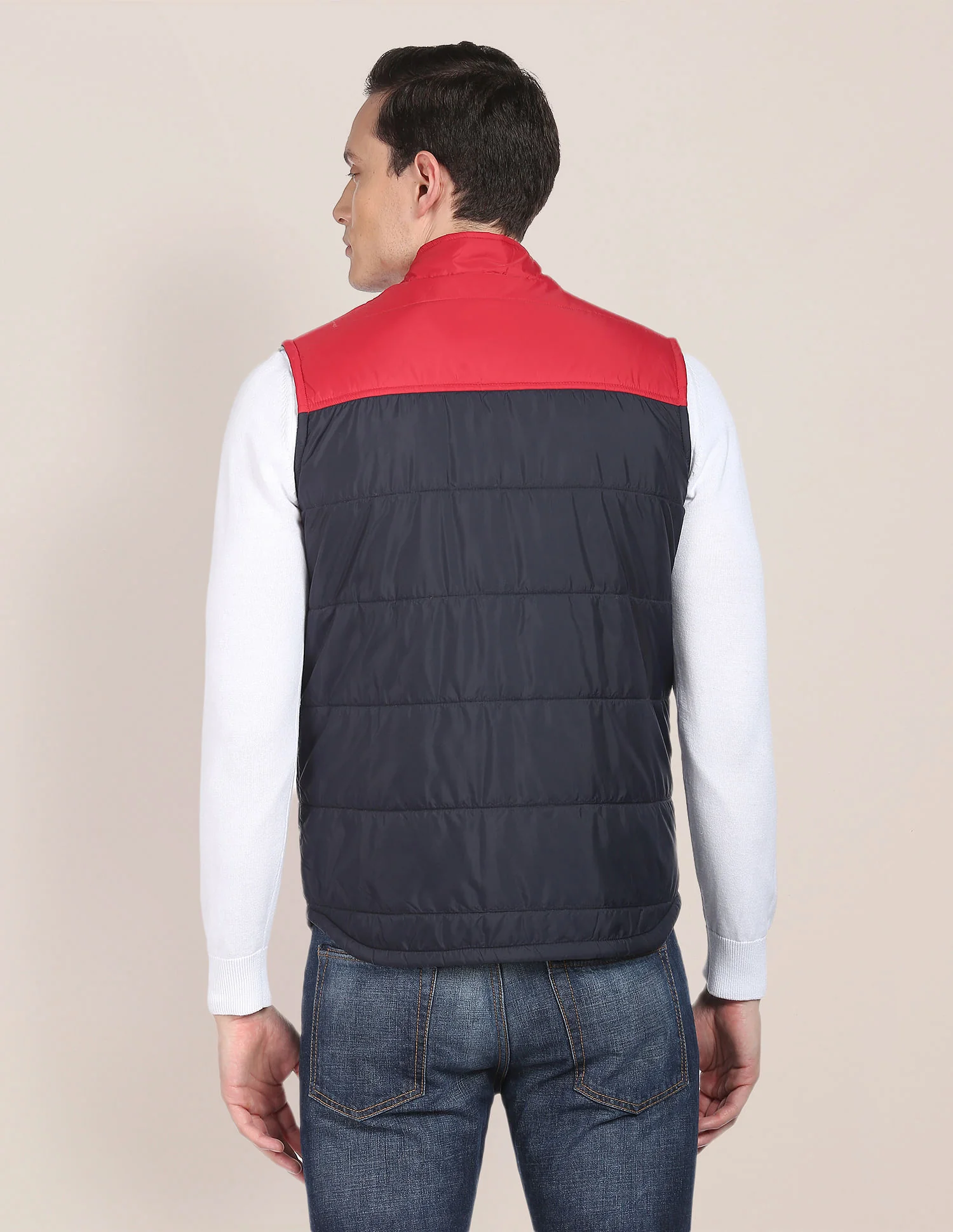 Sleeveless Colour Block Puffer Jacket - Image 5