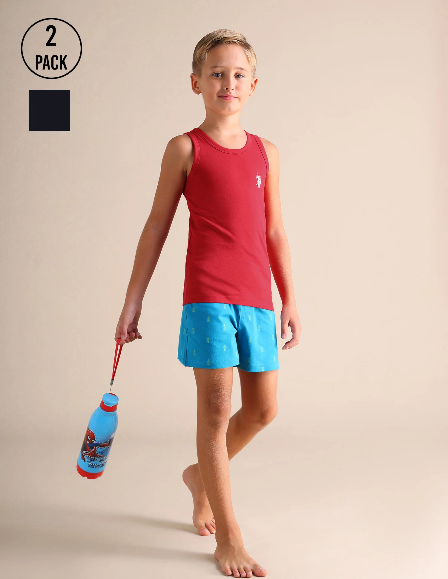 Sleeveless Solid EKV02 Cotton Vest - Pack Of 2