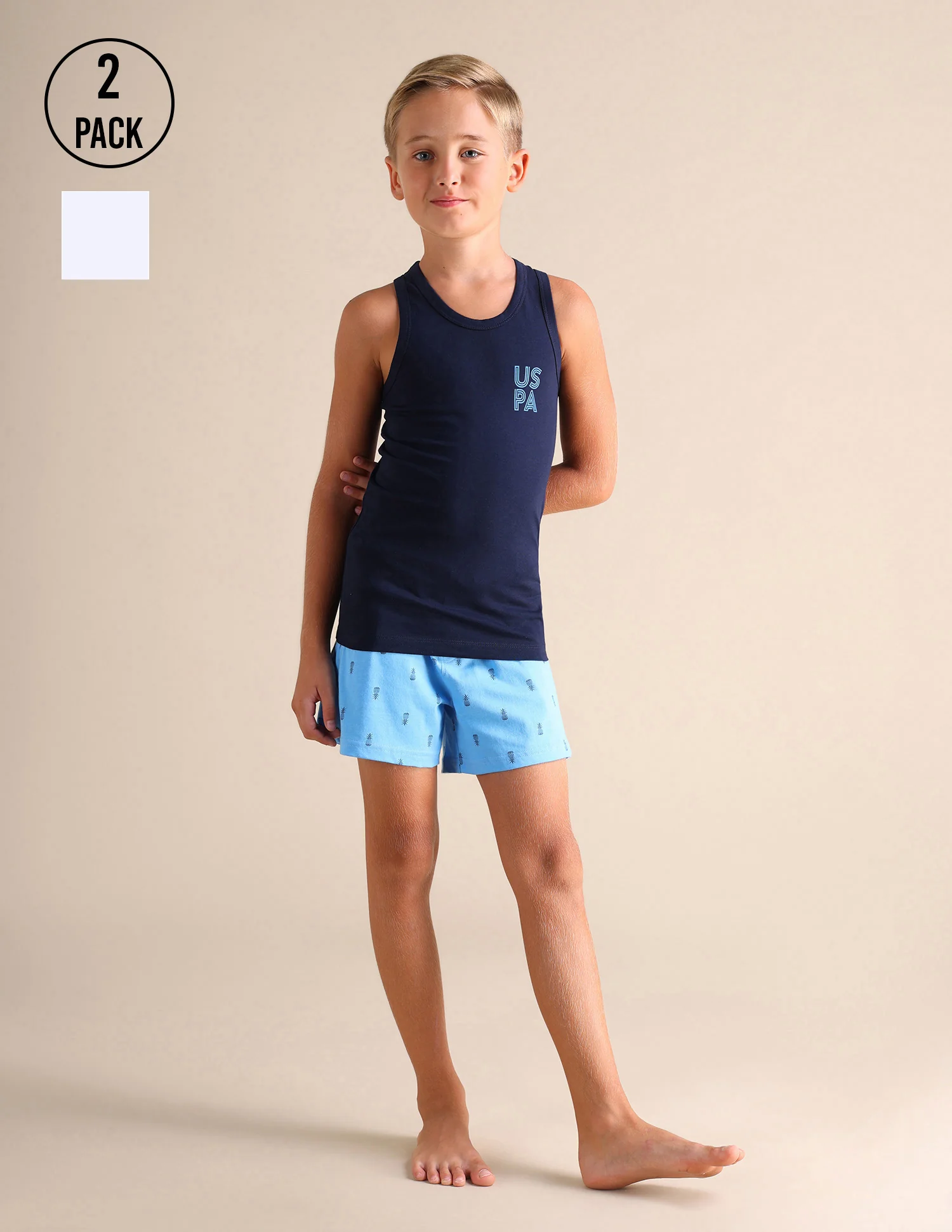 Sleeveless Solid EKV02 Cotton Vest - Pack Of 2