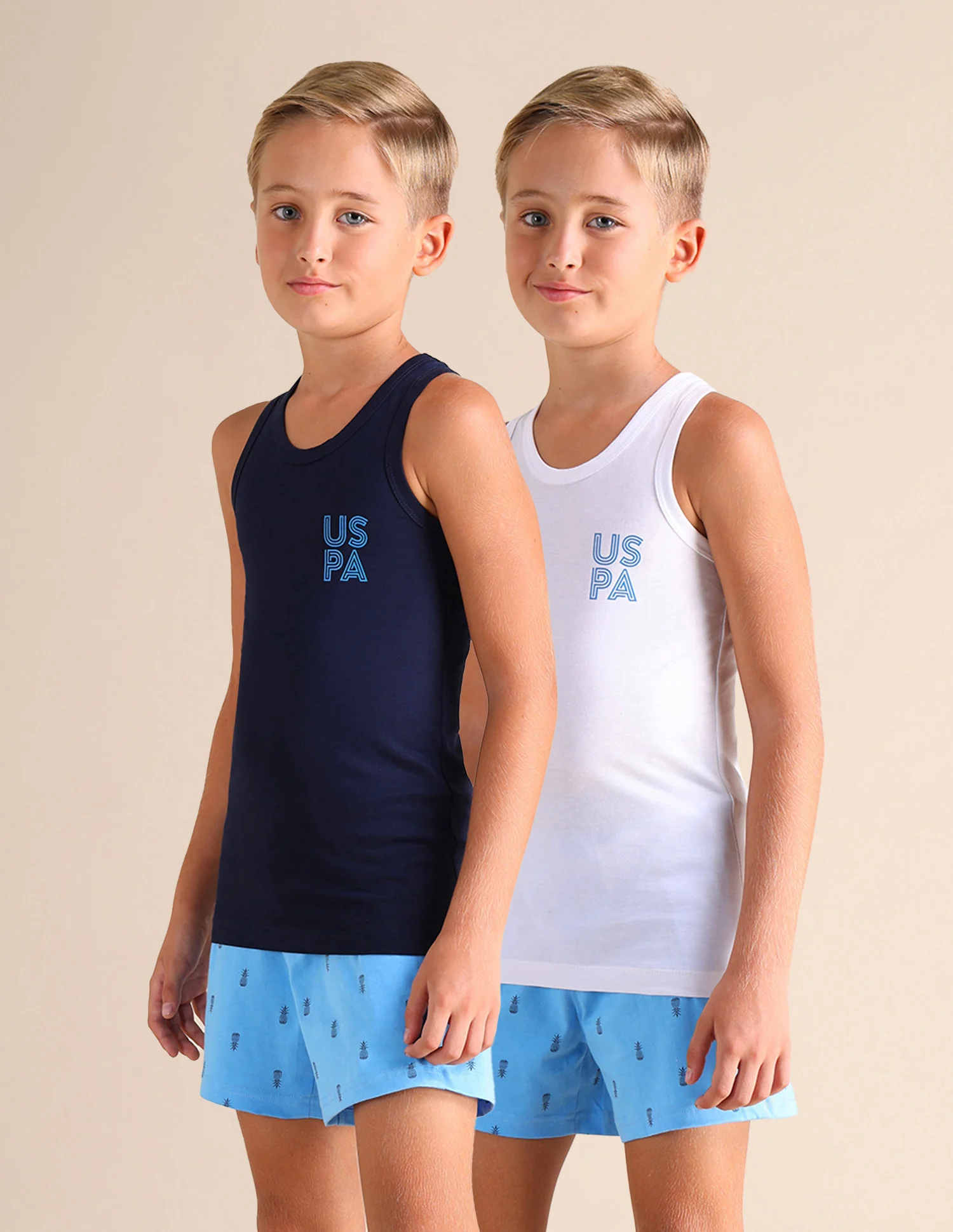 Sleeveless Solid EKV02 Cotton Vest - Pack Of 2 - Image 5