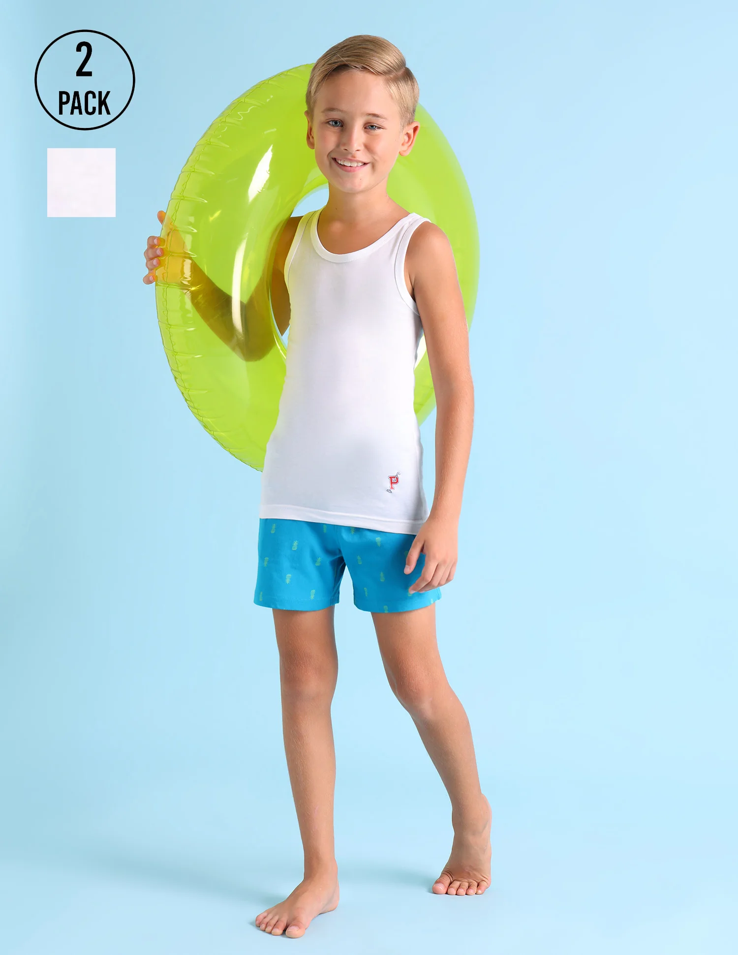 Sleeveless Solid IKVA Cotton Vest - Pack Of 2