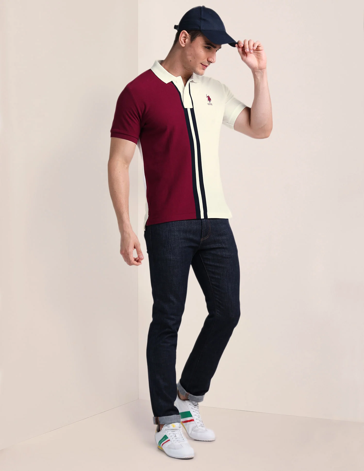 Slim Fit Colour Block Polo Shirt - Image 3