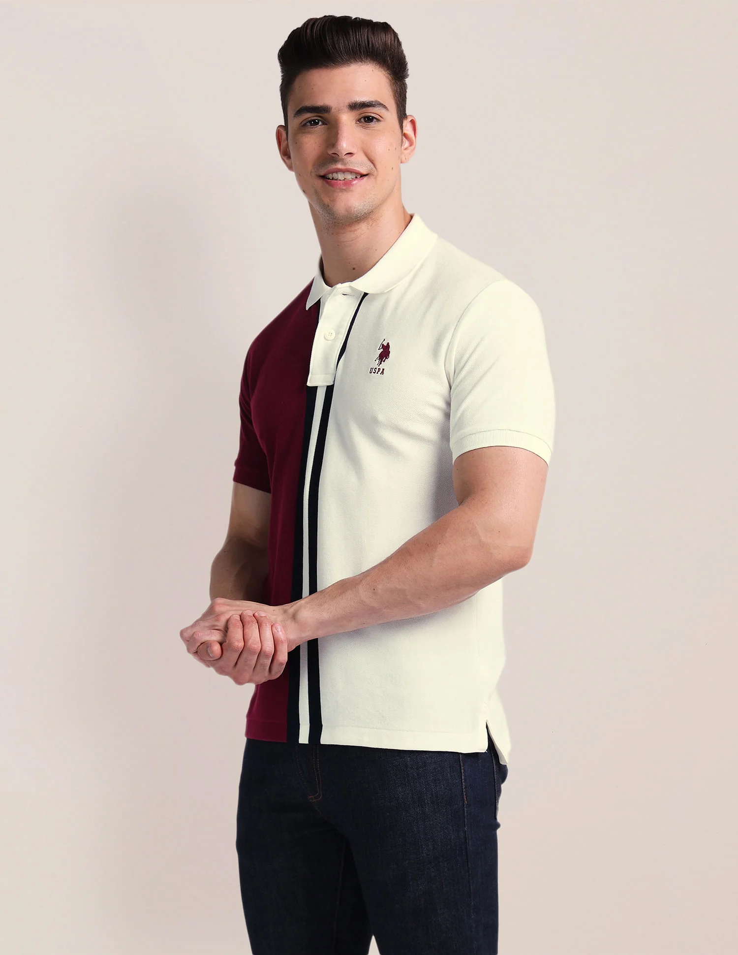 Slim Fit Colour Block Polo Shirt - Image 4