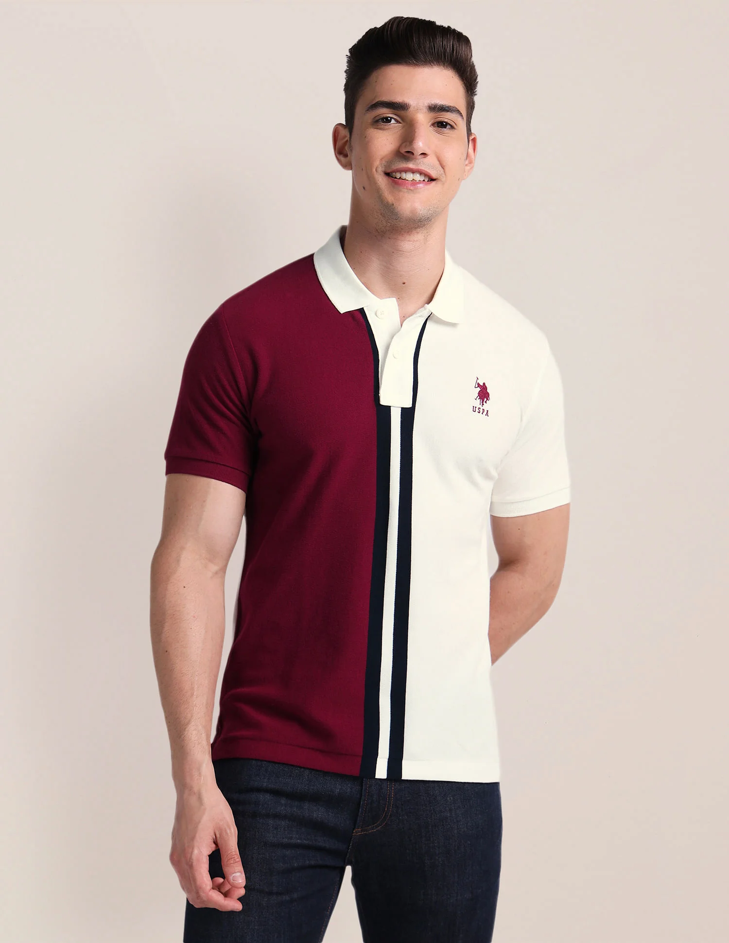 Slim Fit Colour Block Polo Shirt - Image 6