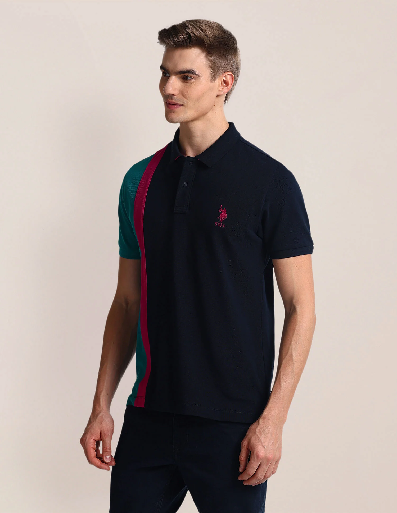Slim Fit Colour Block Polo Shirt - Image 4