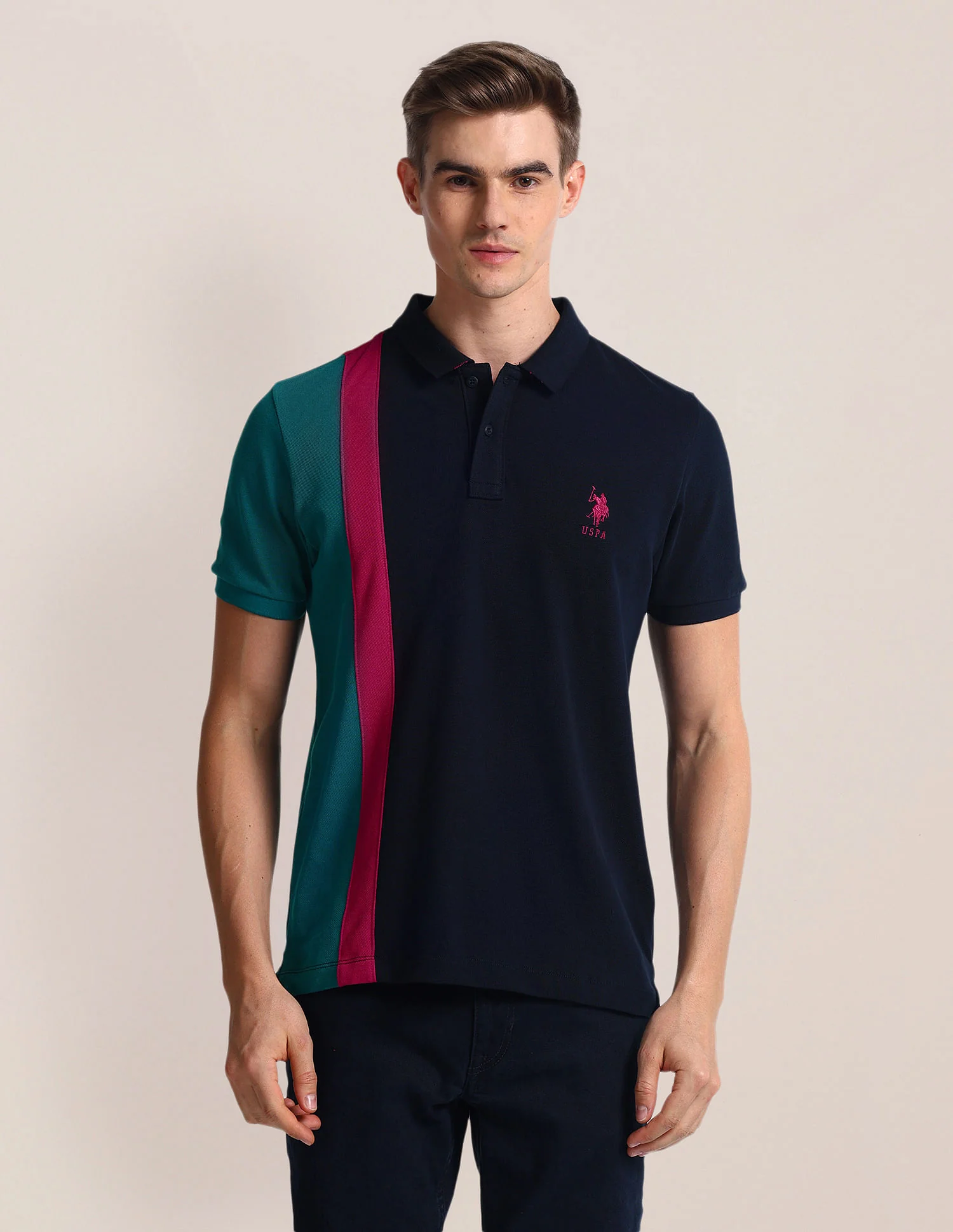 Slim Fit Colour Block Polo Shirt - Image 6