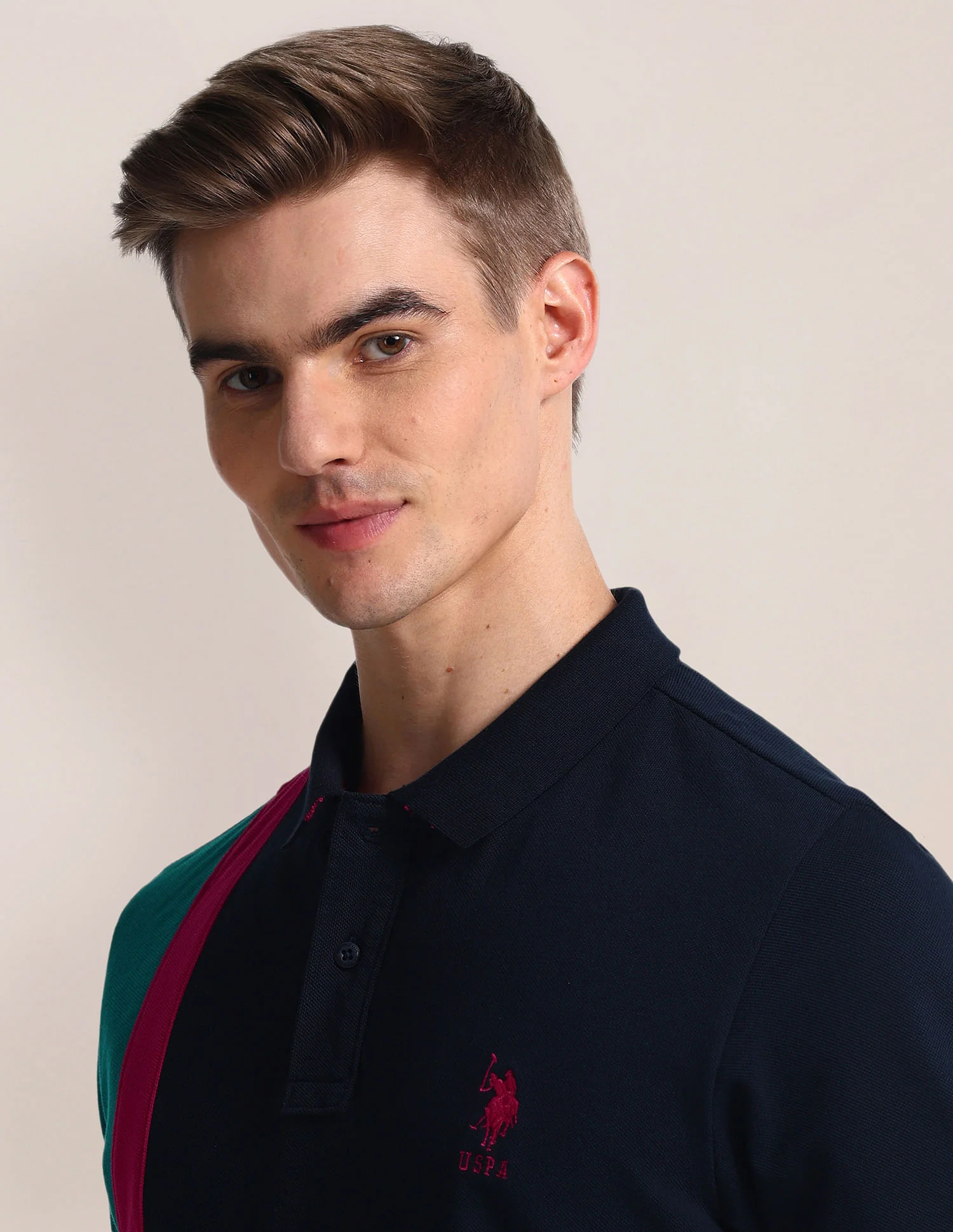 Slim Fit Colour Block Polo Shirt - Image 7