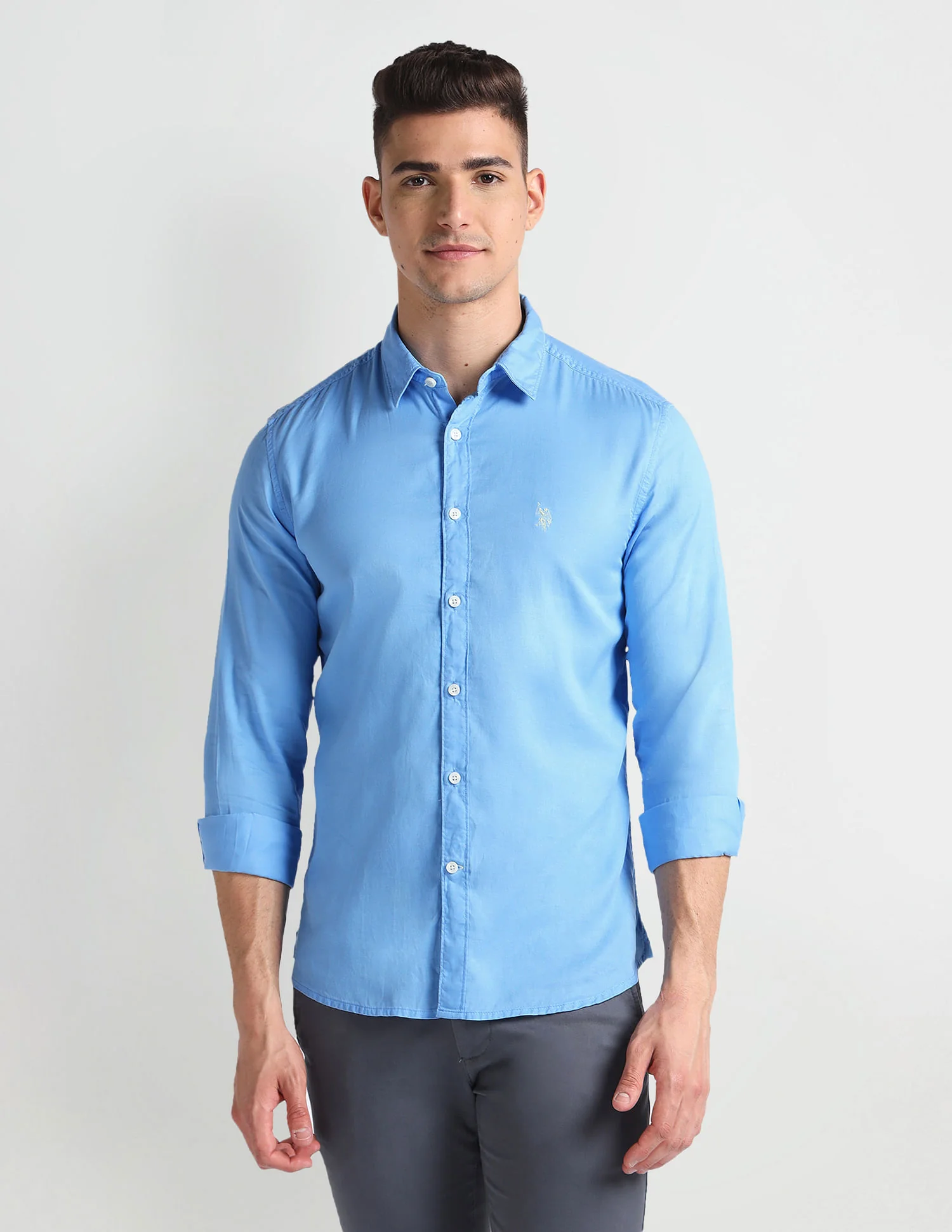Slim Fit Solid Twill Shirt - Image 6