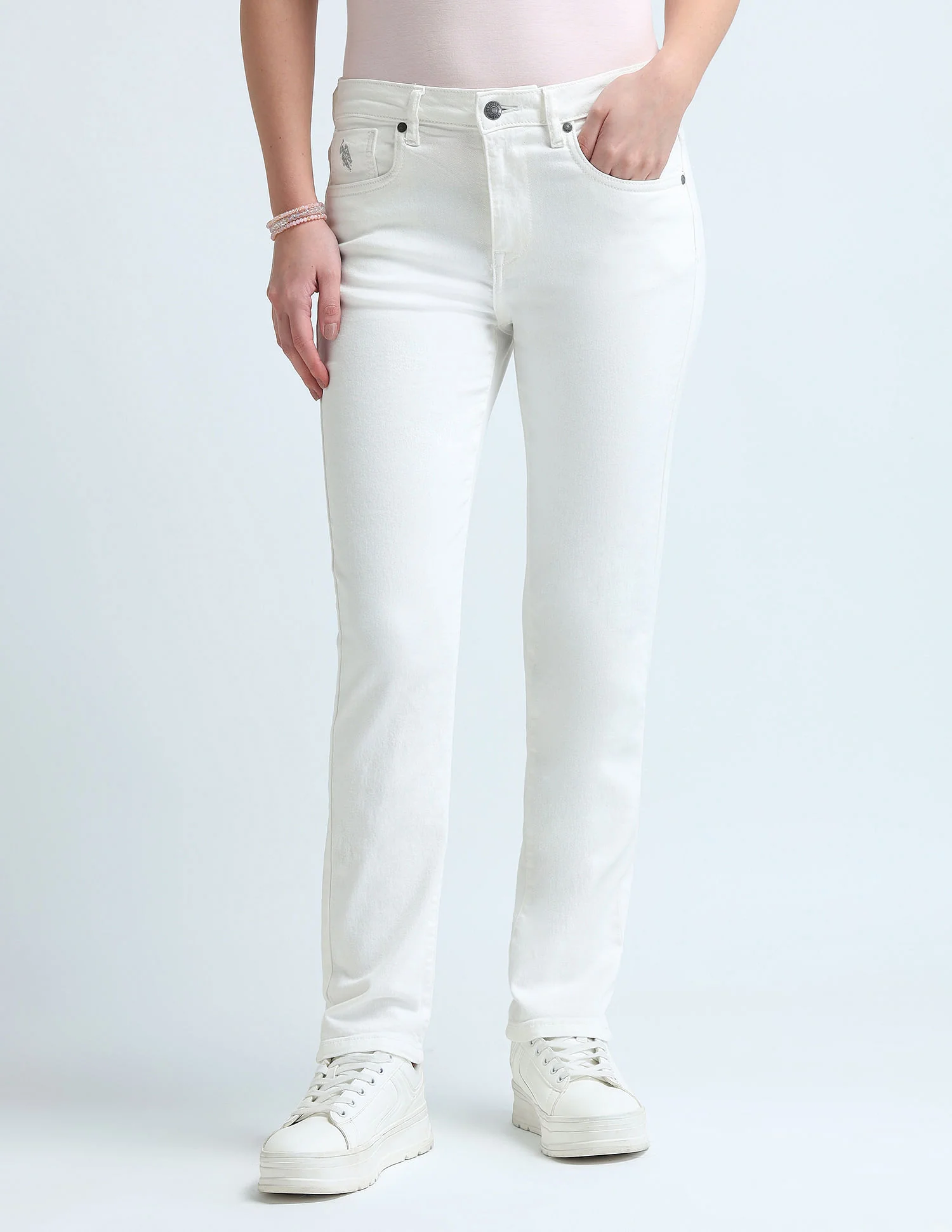 Slim Fit White Jeans