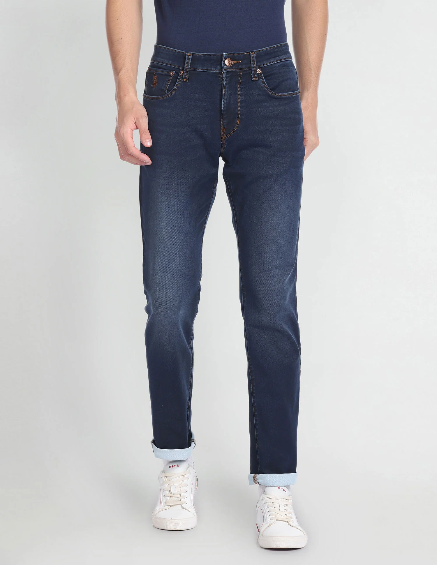 Slim Tapered Fit Dark Wash Jeans - Image 6