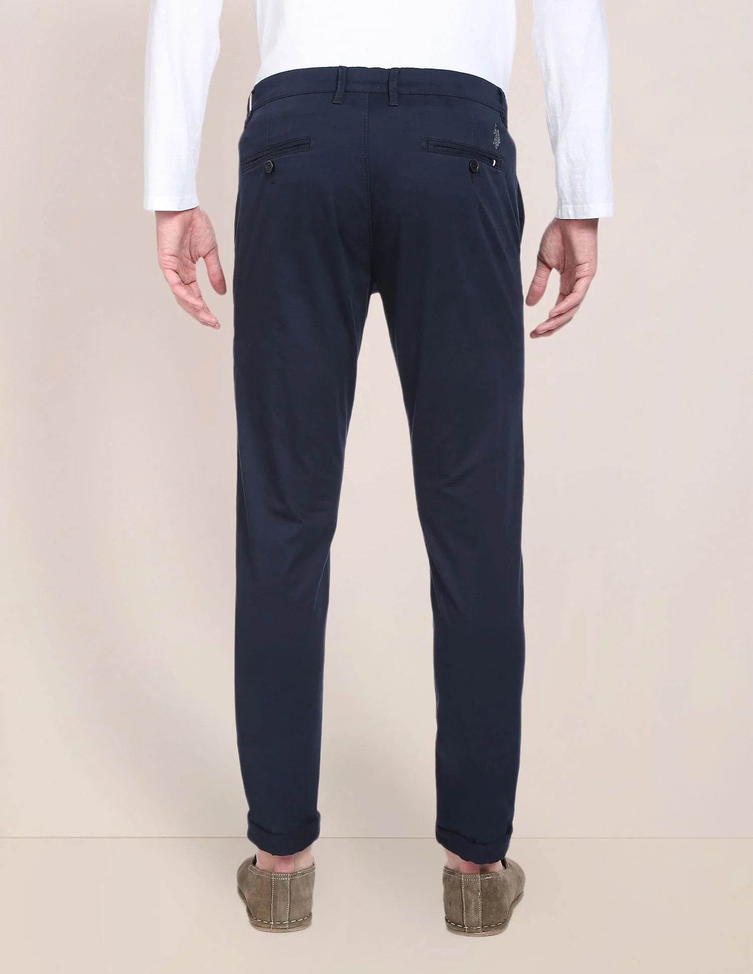 Solid Austin Trim Fit Casual Trousers - Image 5