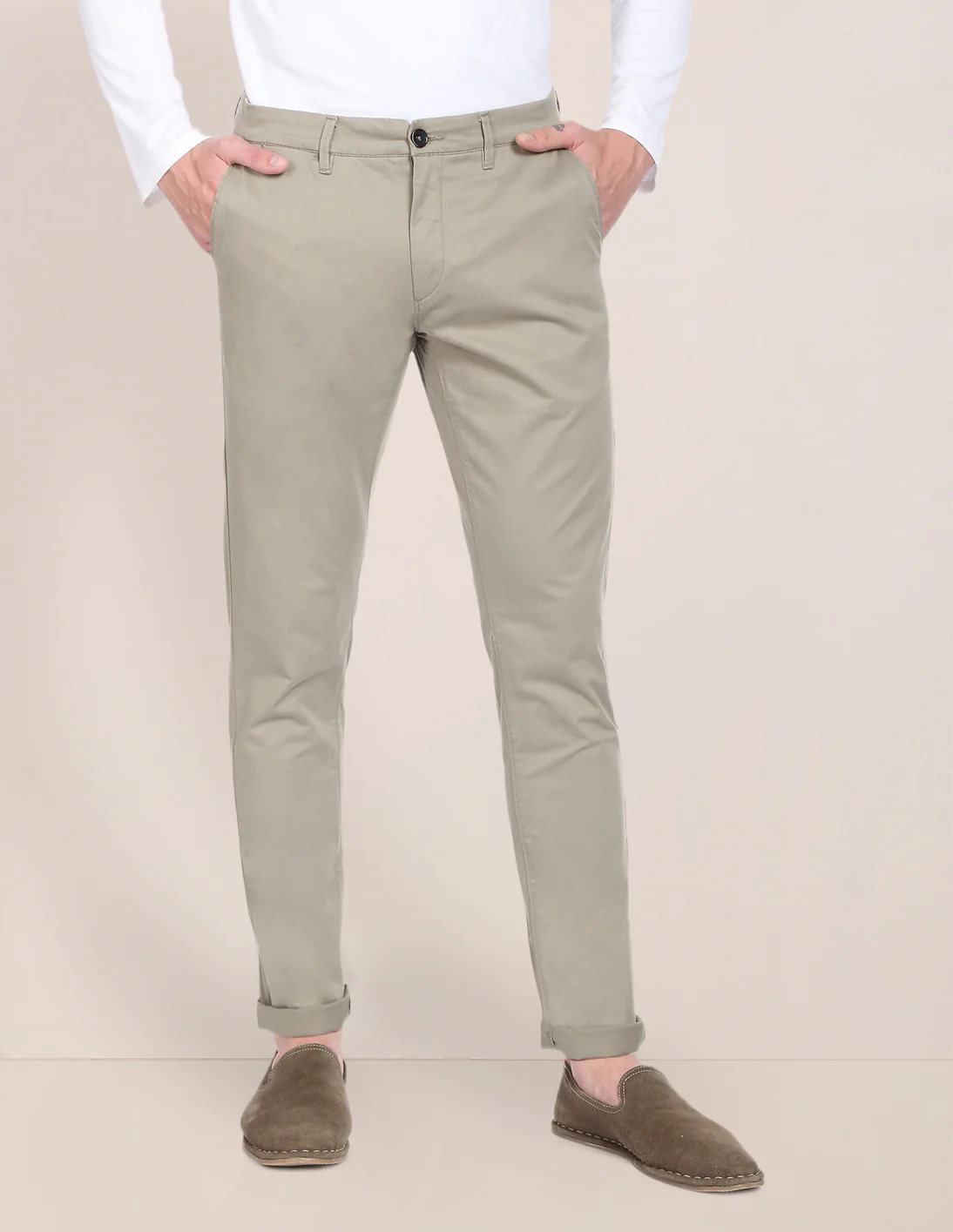 Solid Austin Trim Fit Casual Trousers