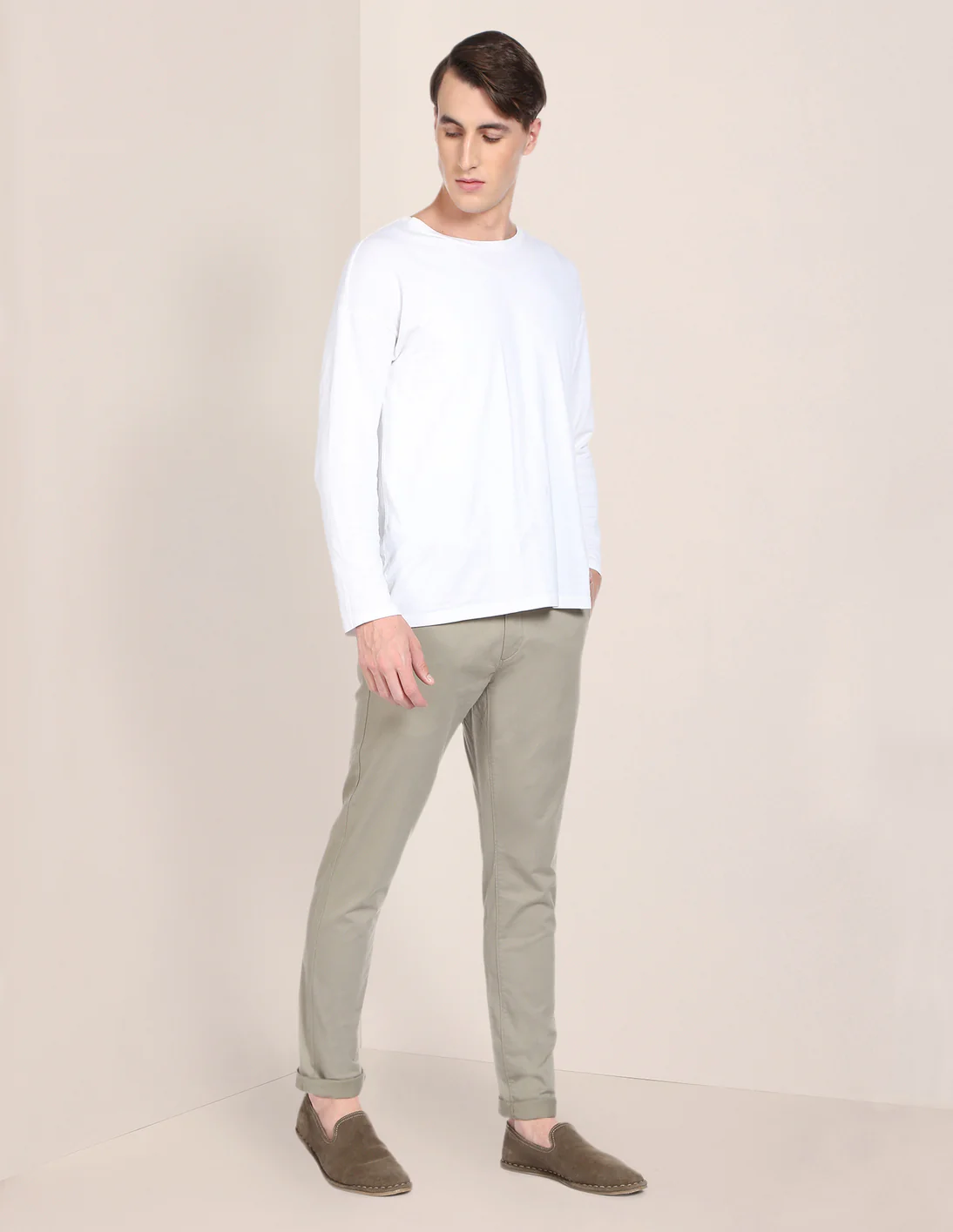 Solid Austin Trim Fit Casual Trousers - Image 3