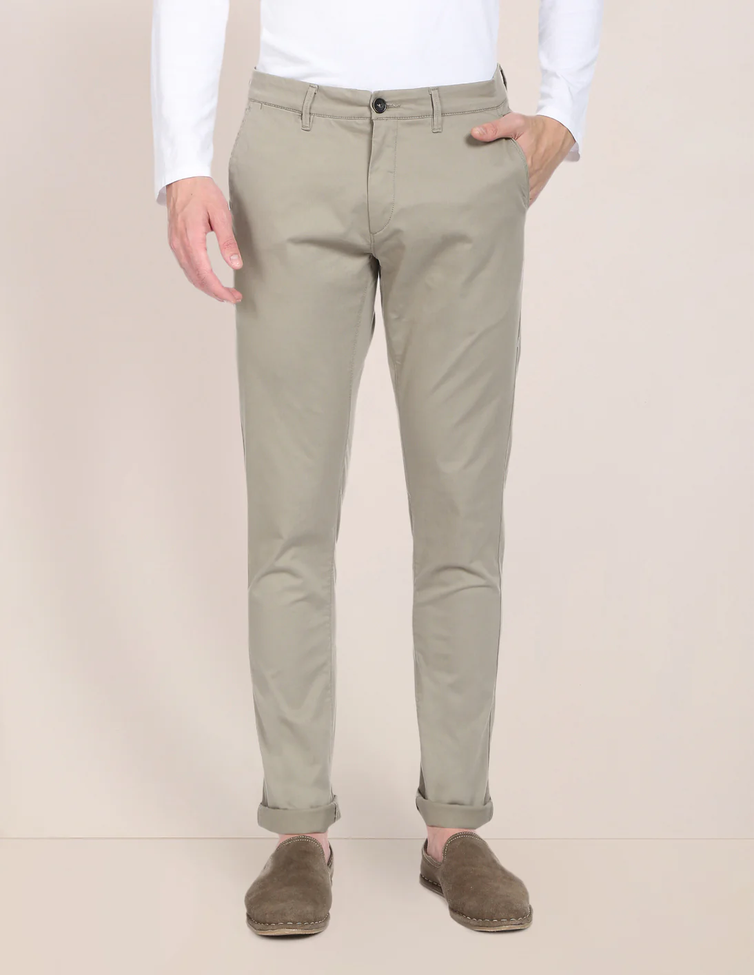 Solid Austin Trim Fit Casual Trousers - Image 6