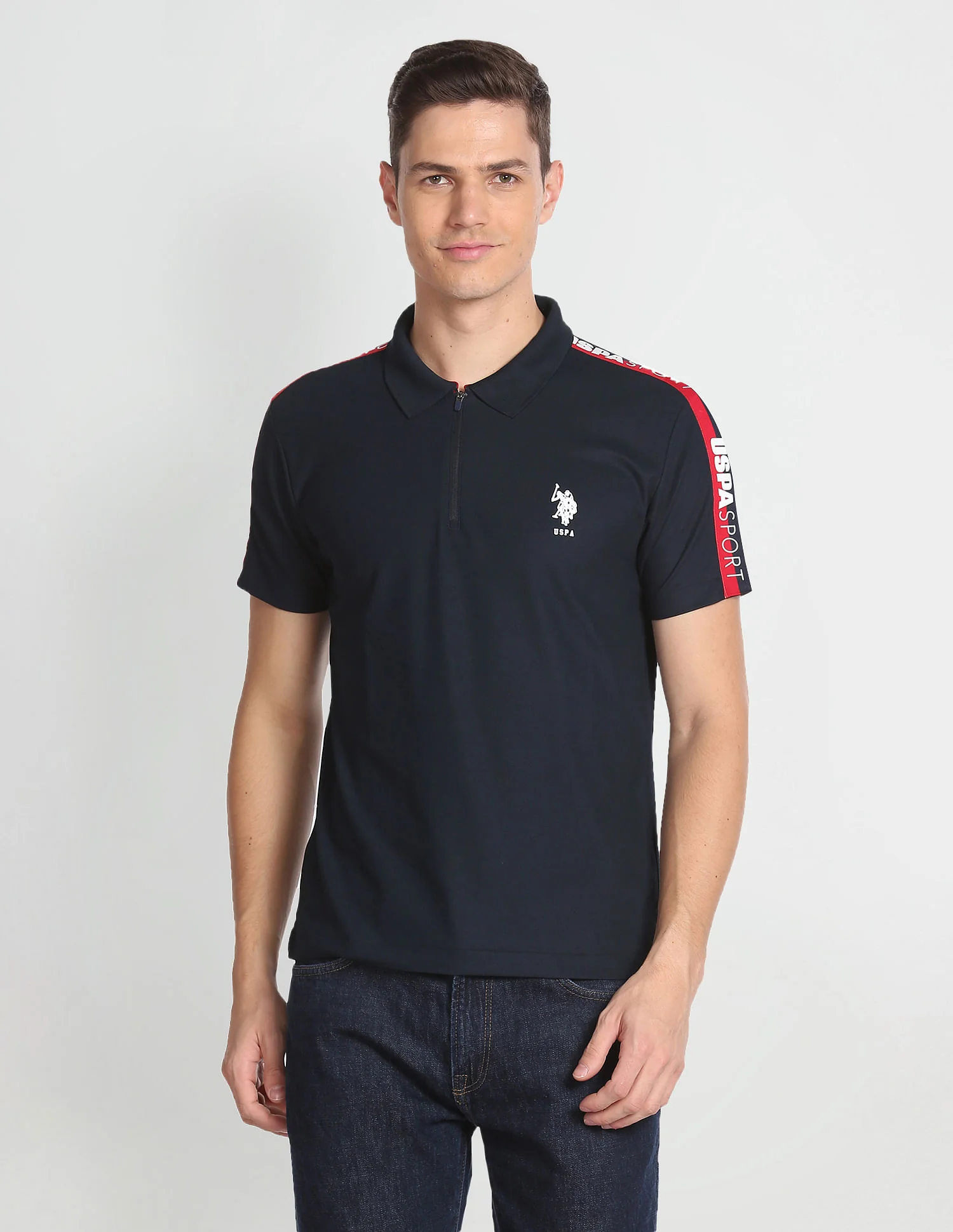 Solid Brand Tape Polo Shirt