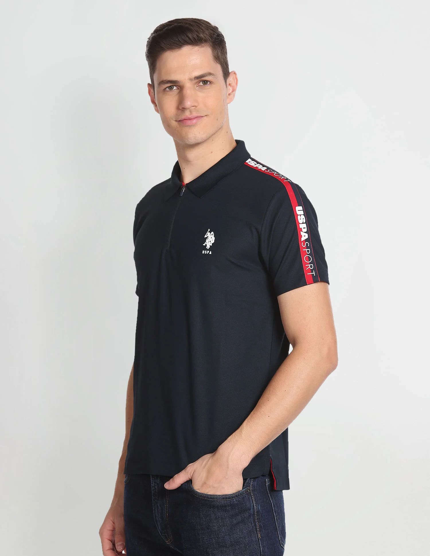 Solid Brand Tape Polo Shirt - Image 4