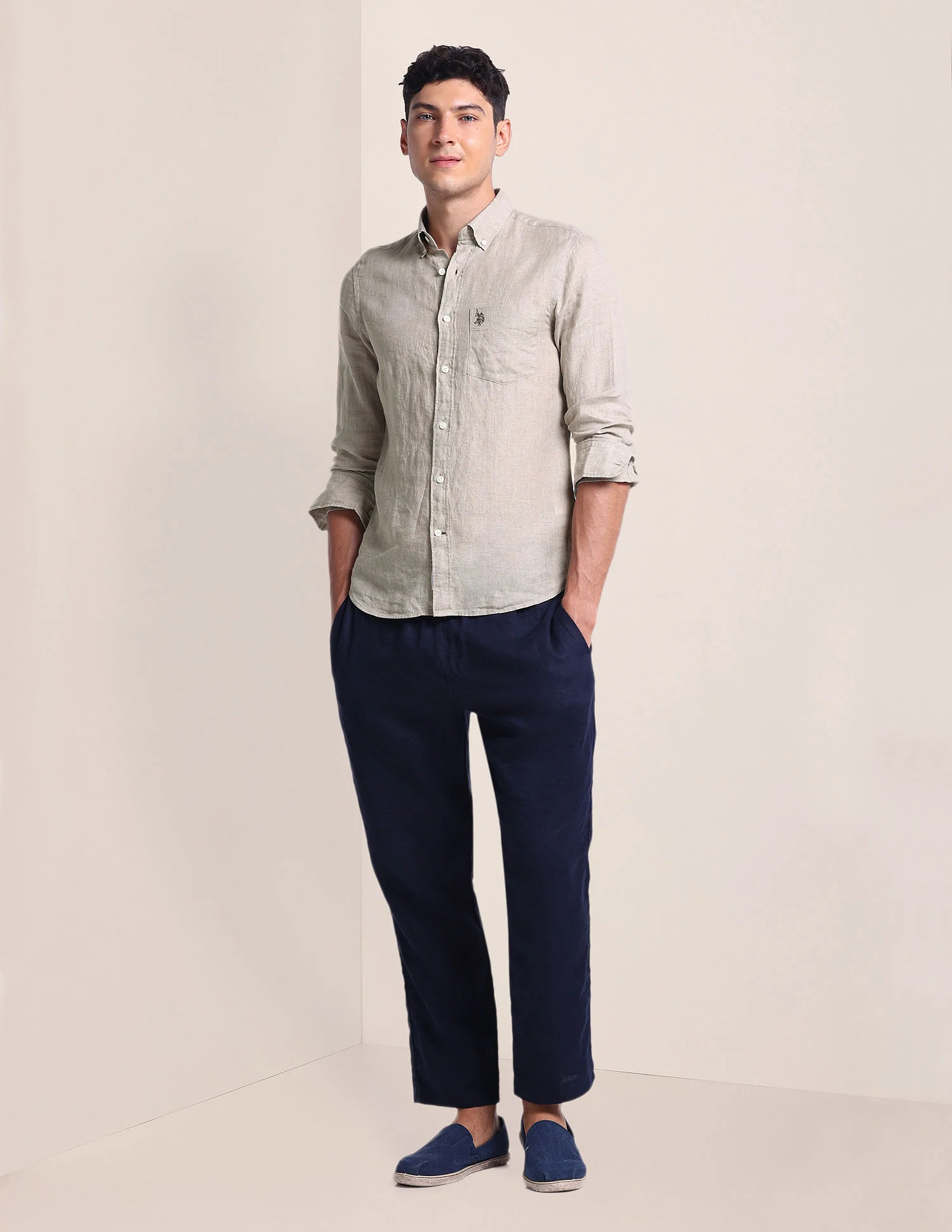 Solid Chest Pocket Shirt - Image 3
